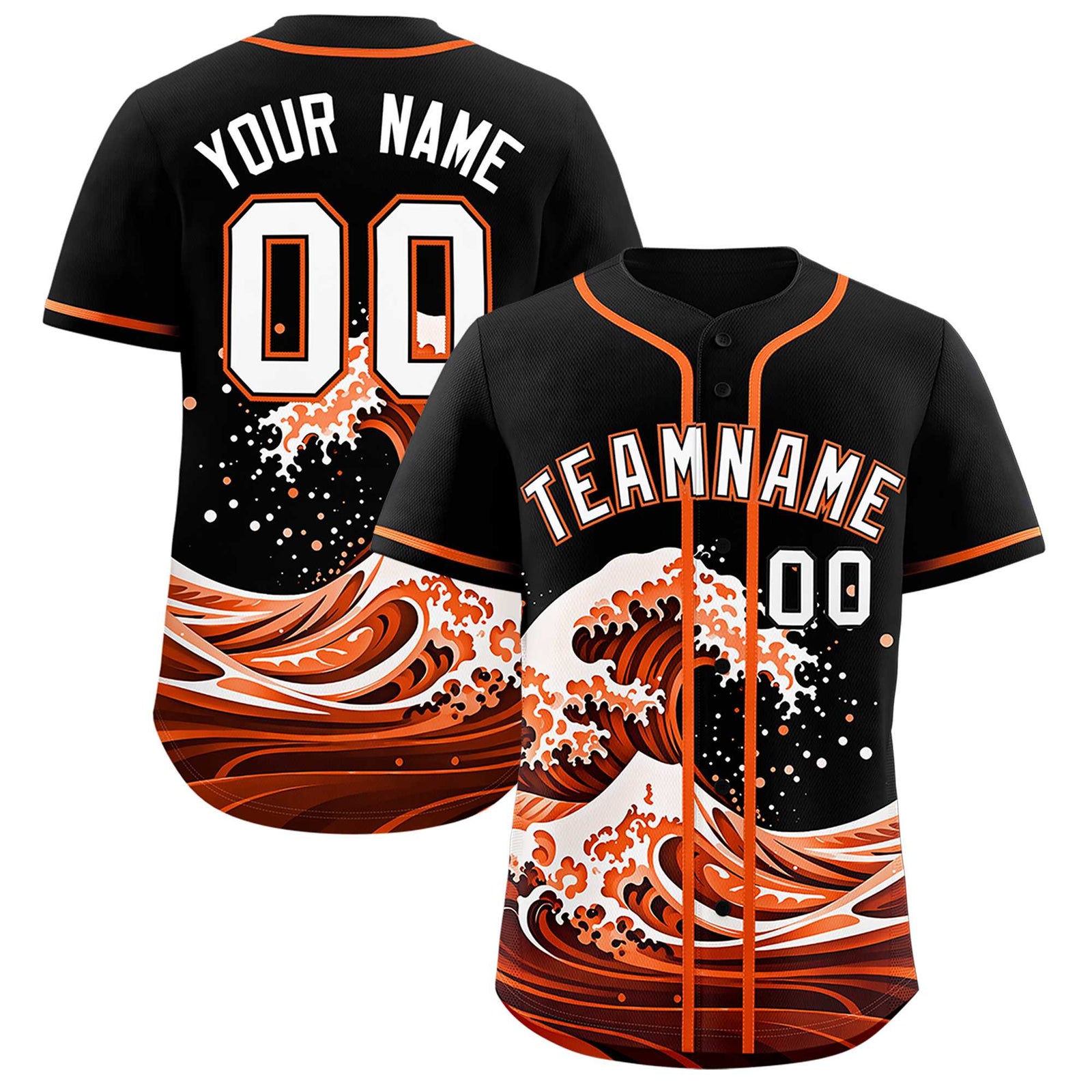 Custom Black Wave Graffiti Pattern Authentic Baseball Jersey