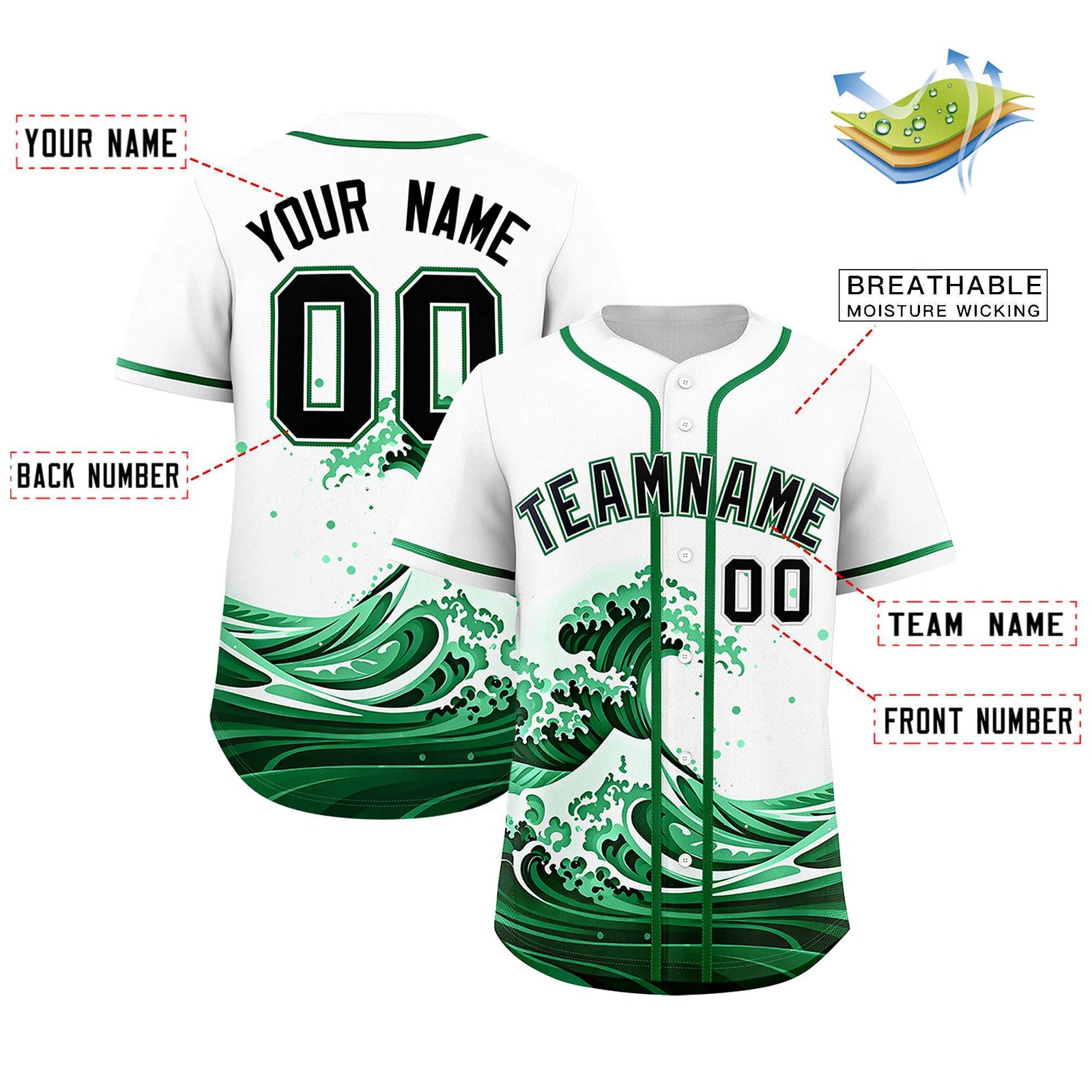 Custom White Wave Graffiti Pattern Authentic Baseball Jersey