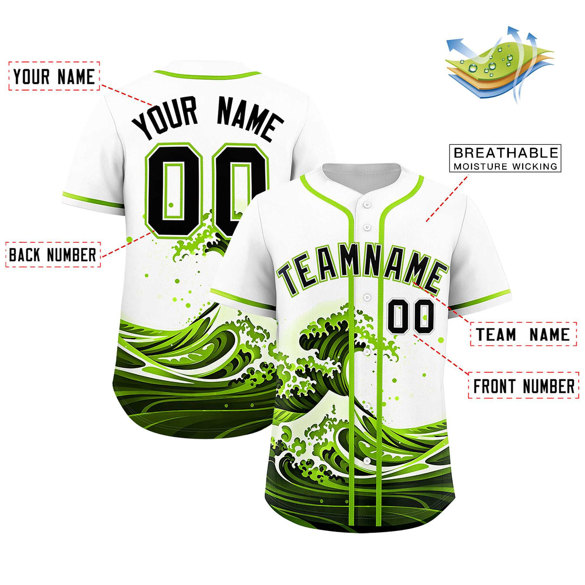 Custom White Wave Graffiti Pattern Authentic Baseball Jersey