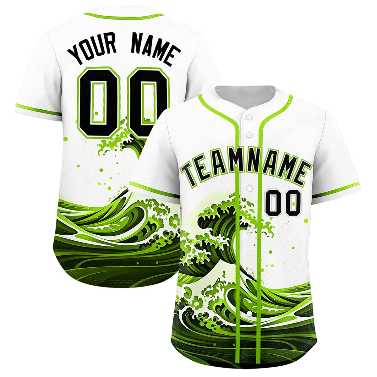 Custom White Wave Graffiti Pattern Authentic Baseball Jersey