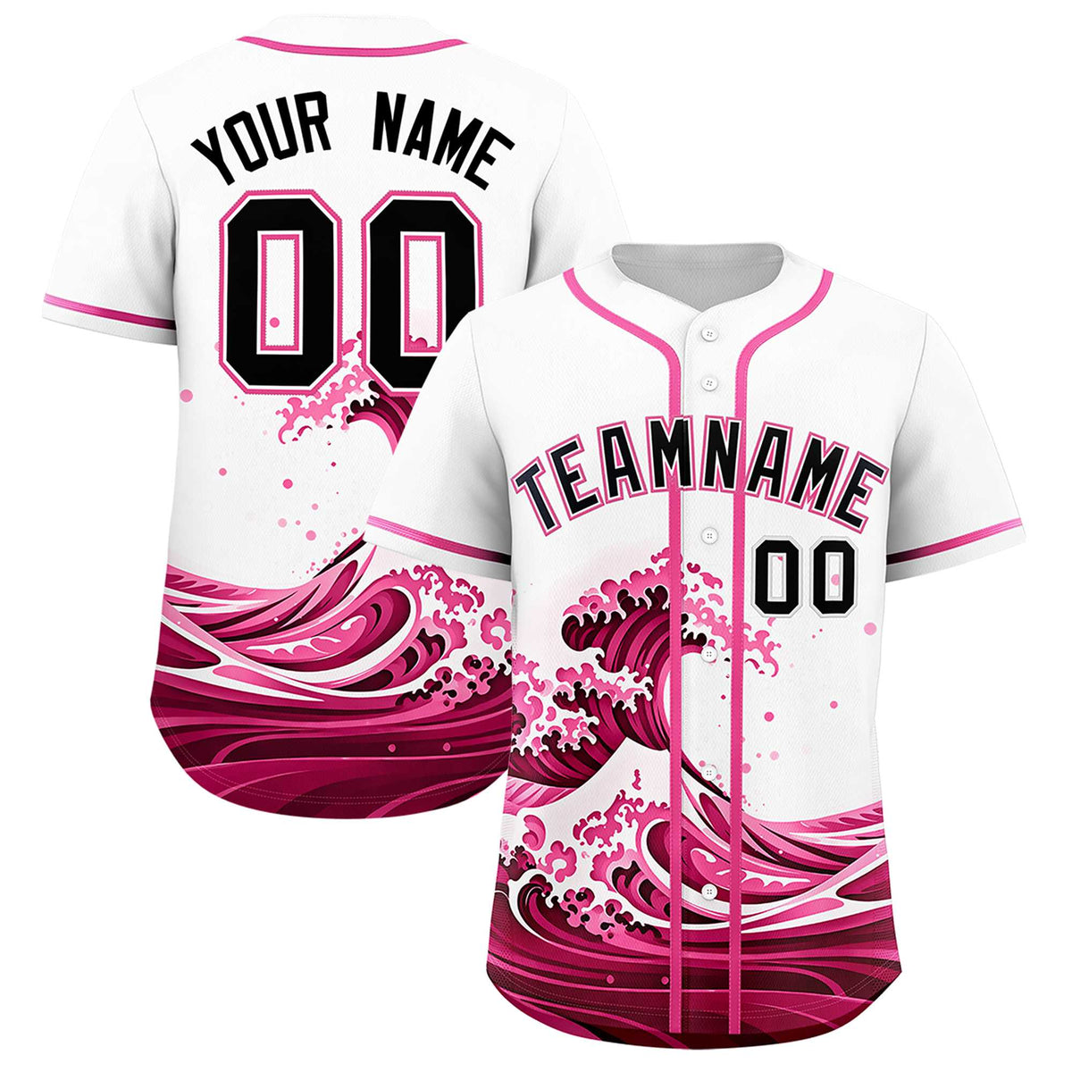 Custom White Wave Graffiti Pattern Authentic Baseball Jersey