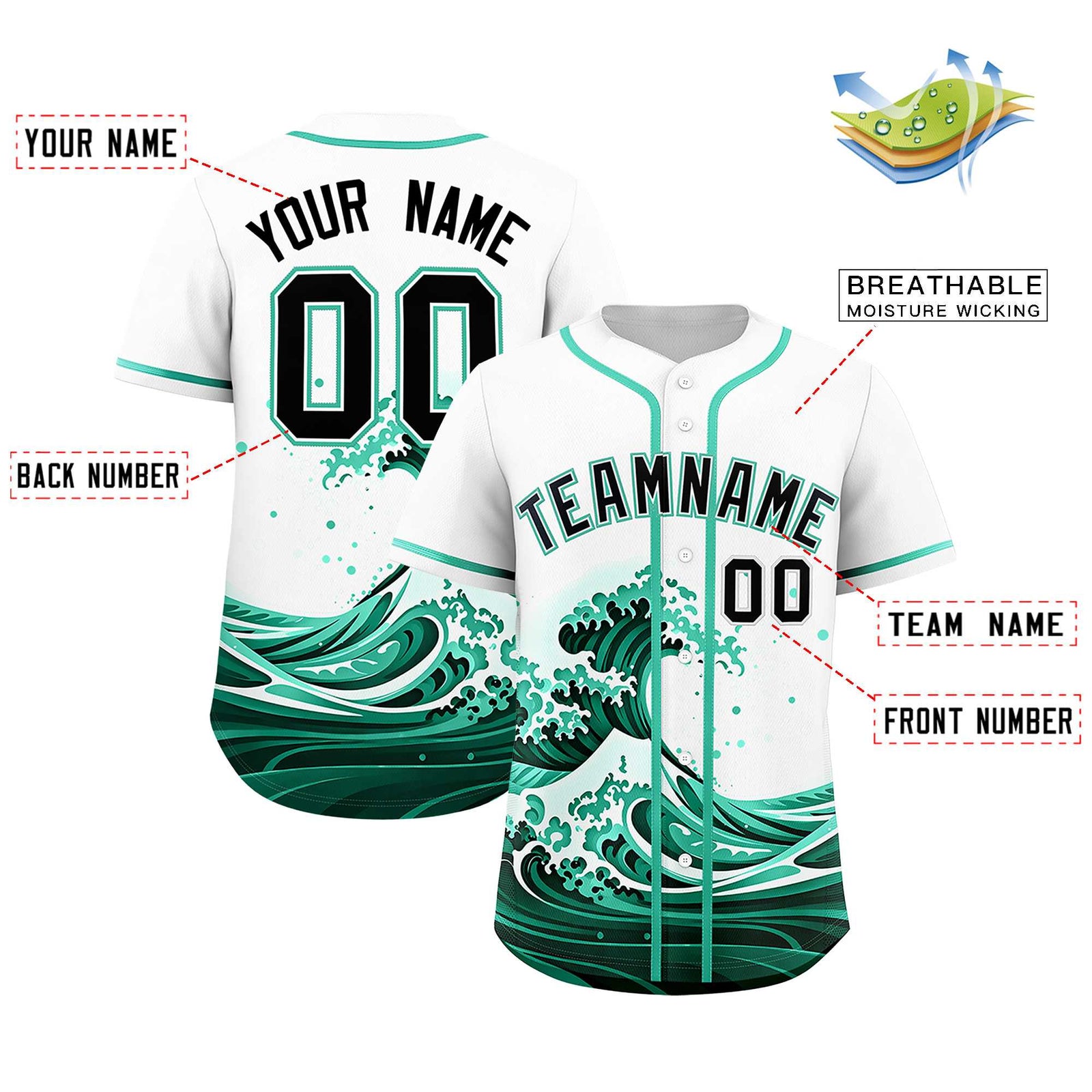 Custom White Wave Graffiti Pattern Authentic Baseball Jersey