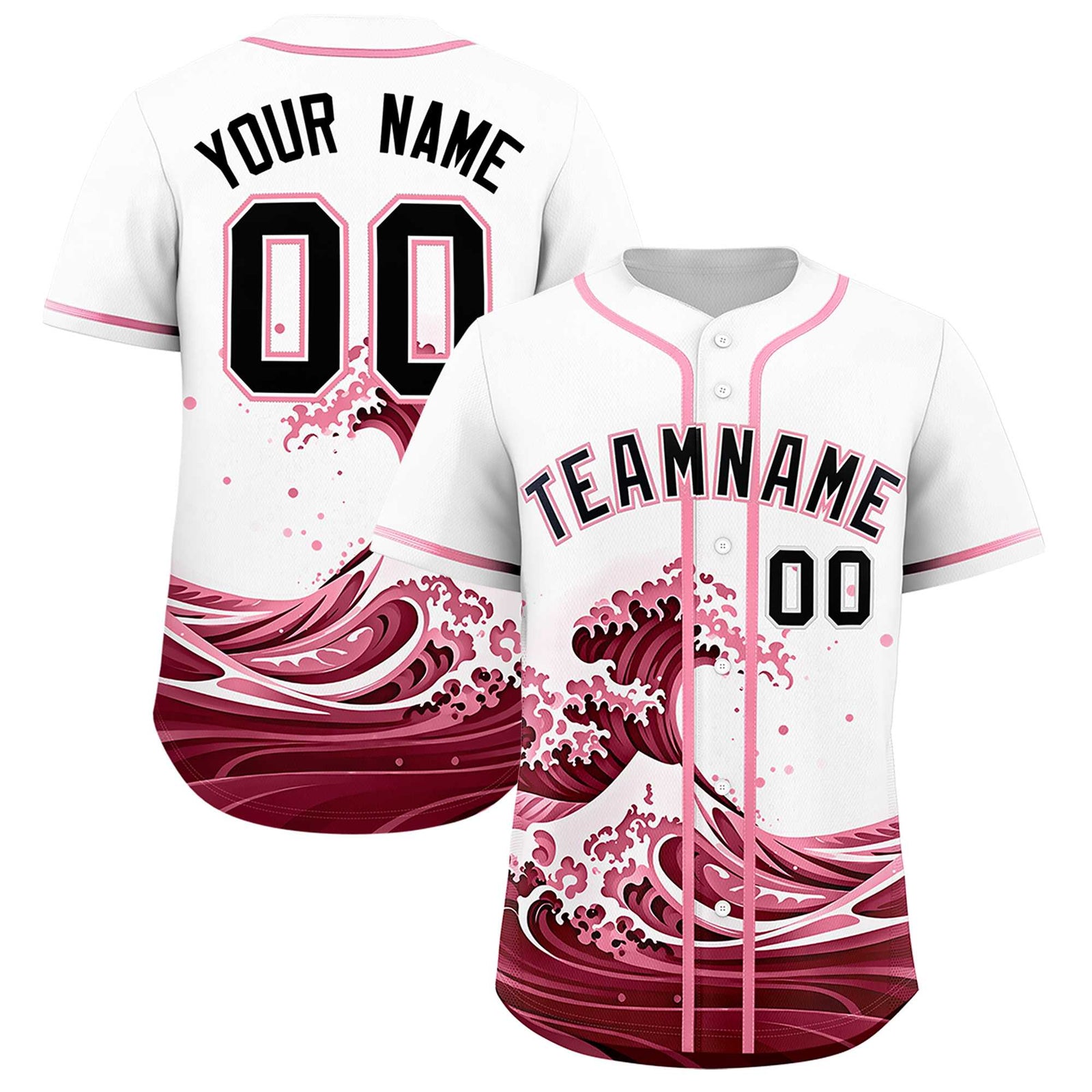 Custom White Wave Graffiti Pattern Authentic Baseball Jersey