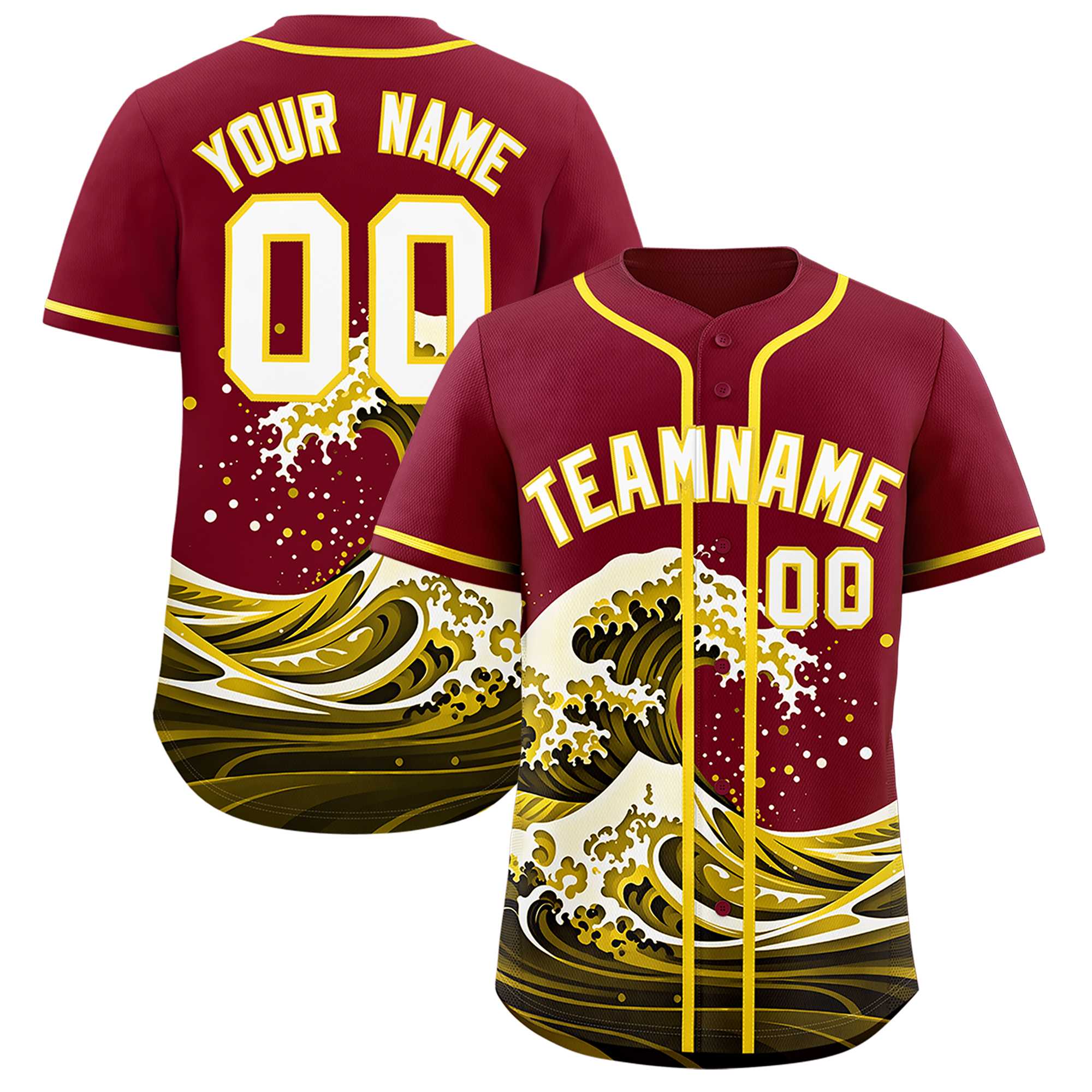 Custom Crimson Wave Graffiti Pattern Authentic Baseball Jersey