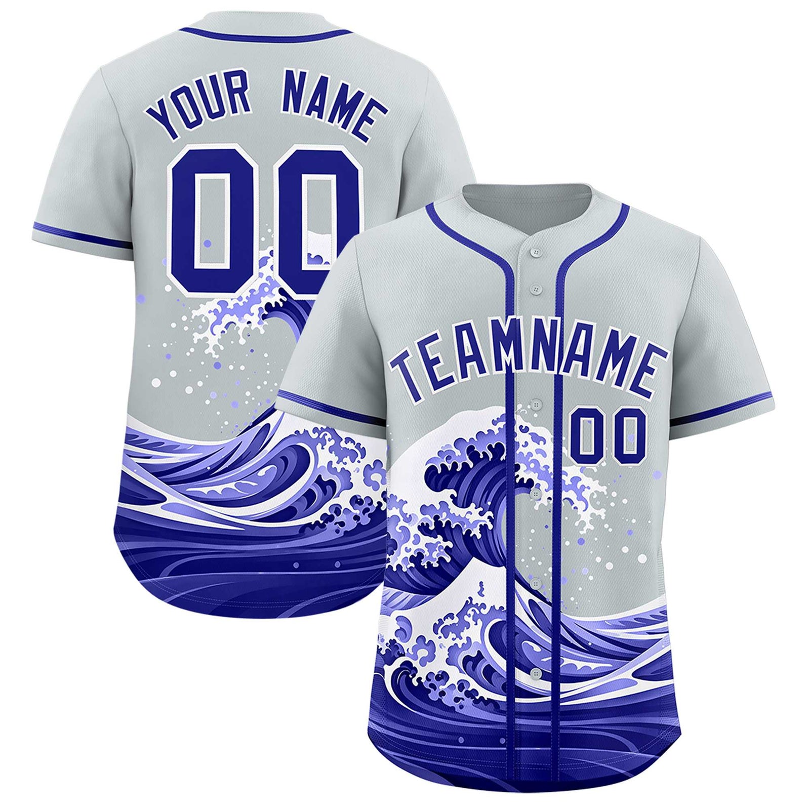 Custom Silver Wave Graffiti Pattern Authentic Baseball Jersey