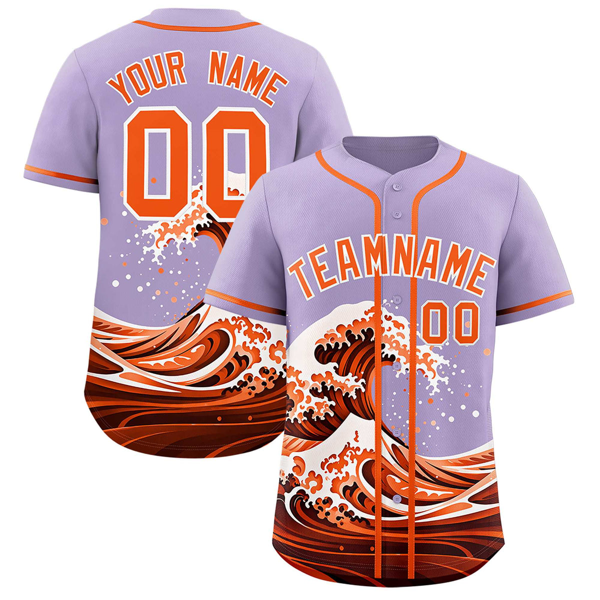 Custom Light Purple Wave Graffiti Pattern Authentic Baseball Jersey