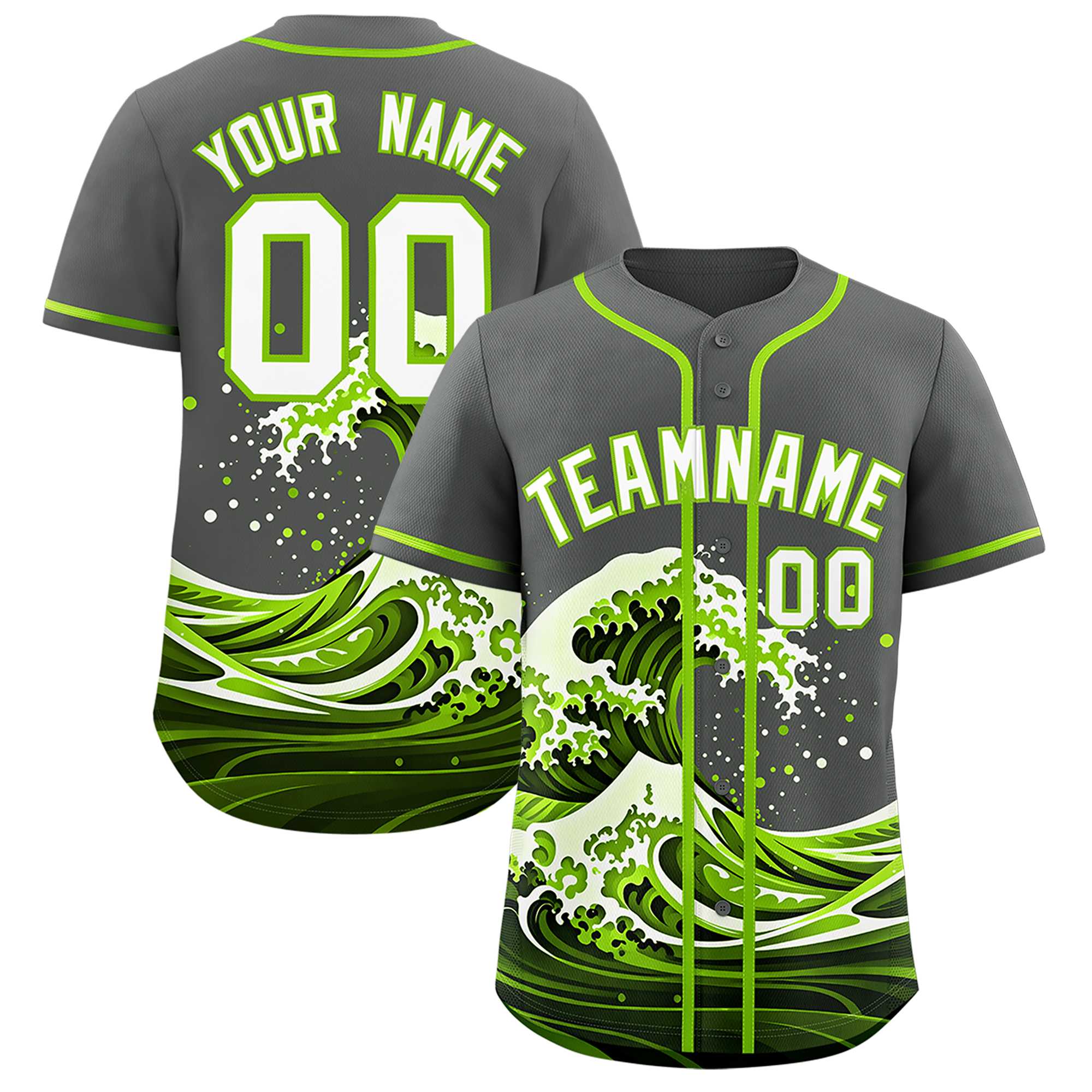 Custom Gray Wave Graffiti Pattern Authentic Baseball Jersey