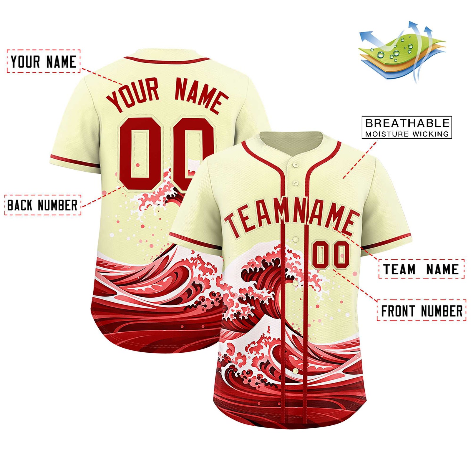 Custom Cream Wave Graffiti Pattern Authentic Baseball Jersey