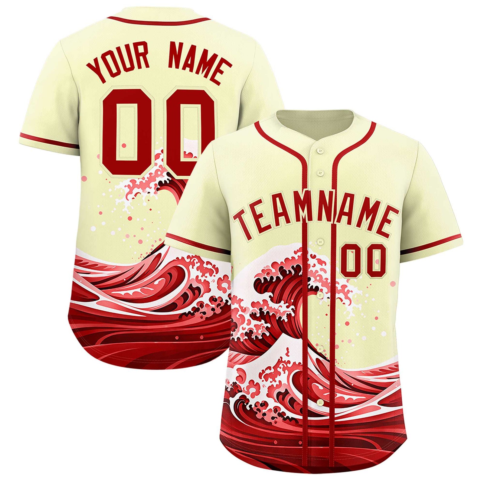 Custom Cream Wave Graffiti Pattern Authentic Baseball Jersey