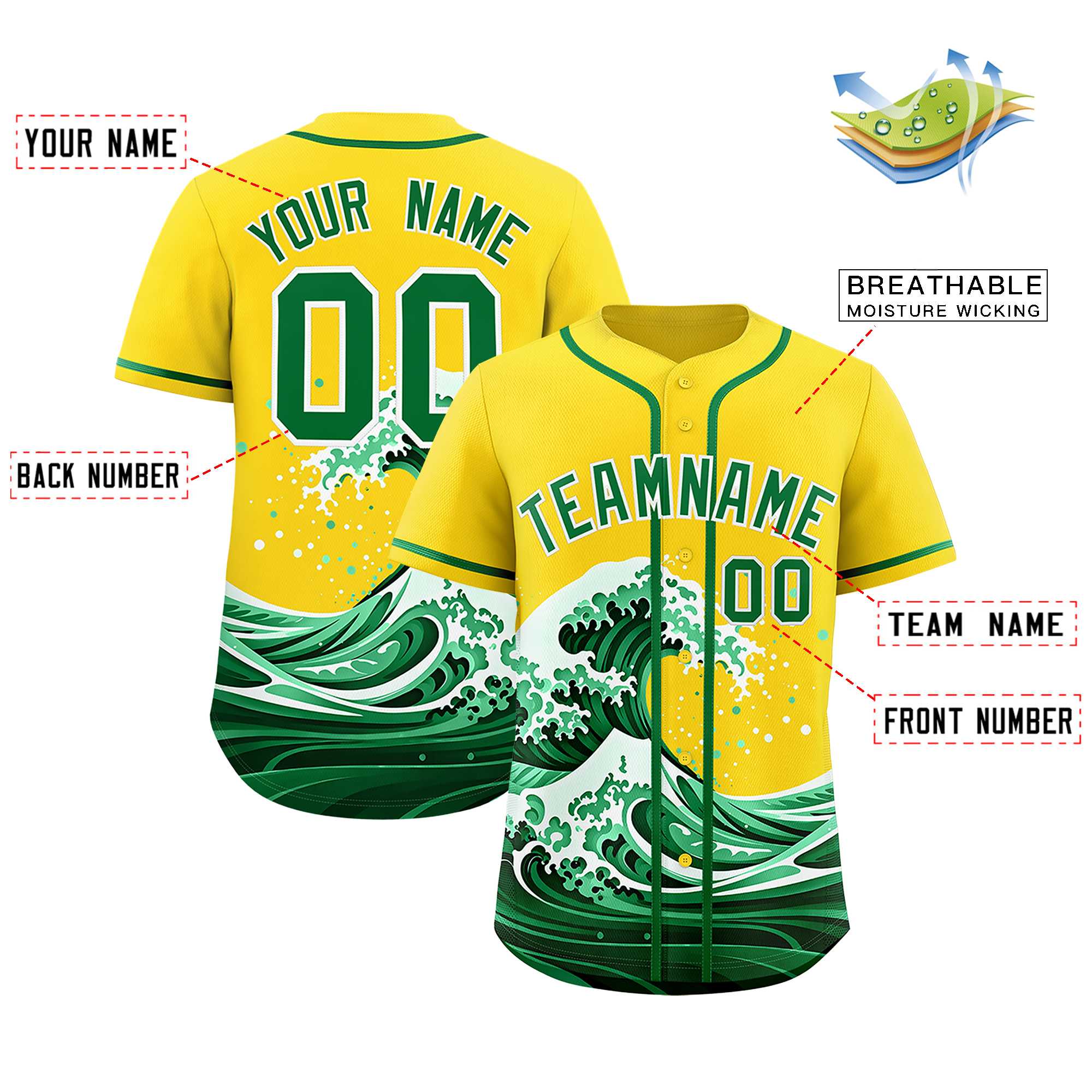 Custom Gold Wave Graffiti Pattern Authentic Baseball Jersey