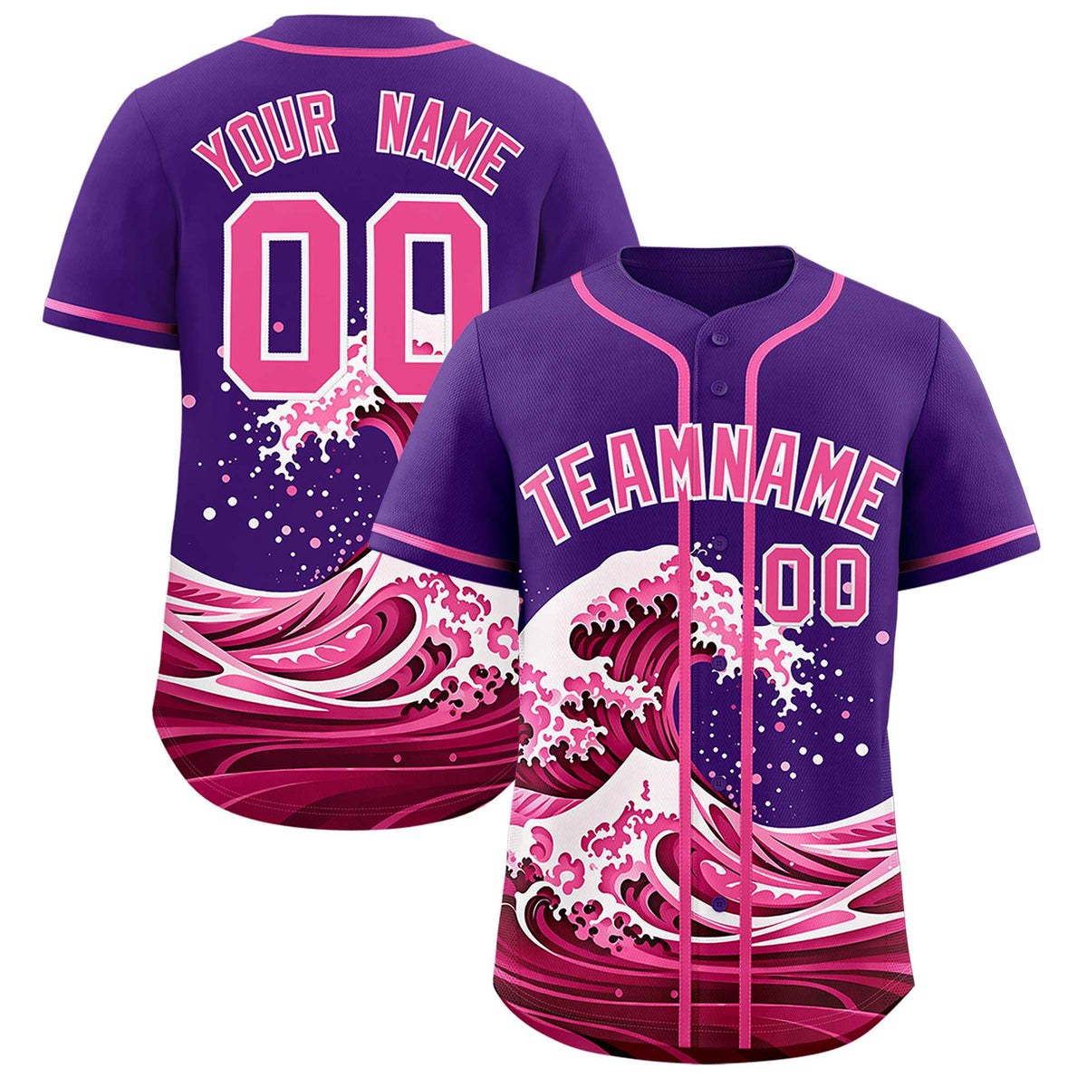 Custom Purple Wave Graffiti Pattern Authentic Baseball Jersey