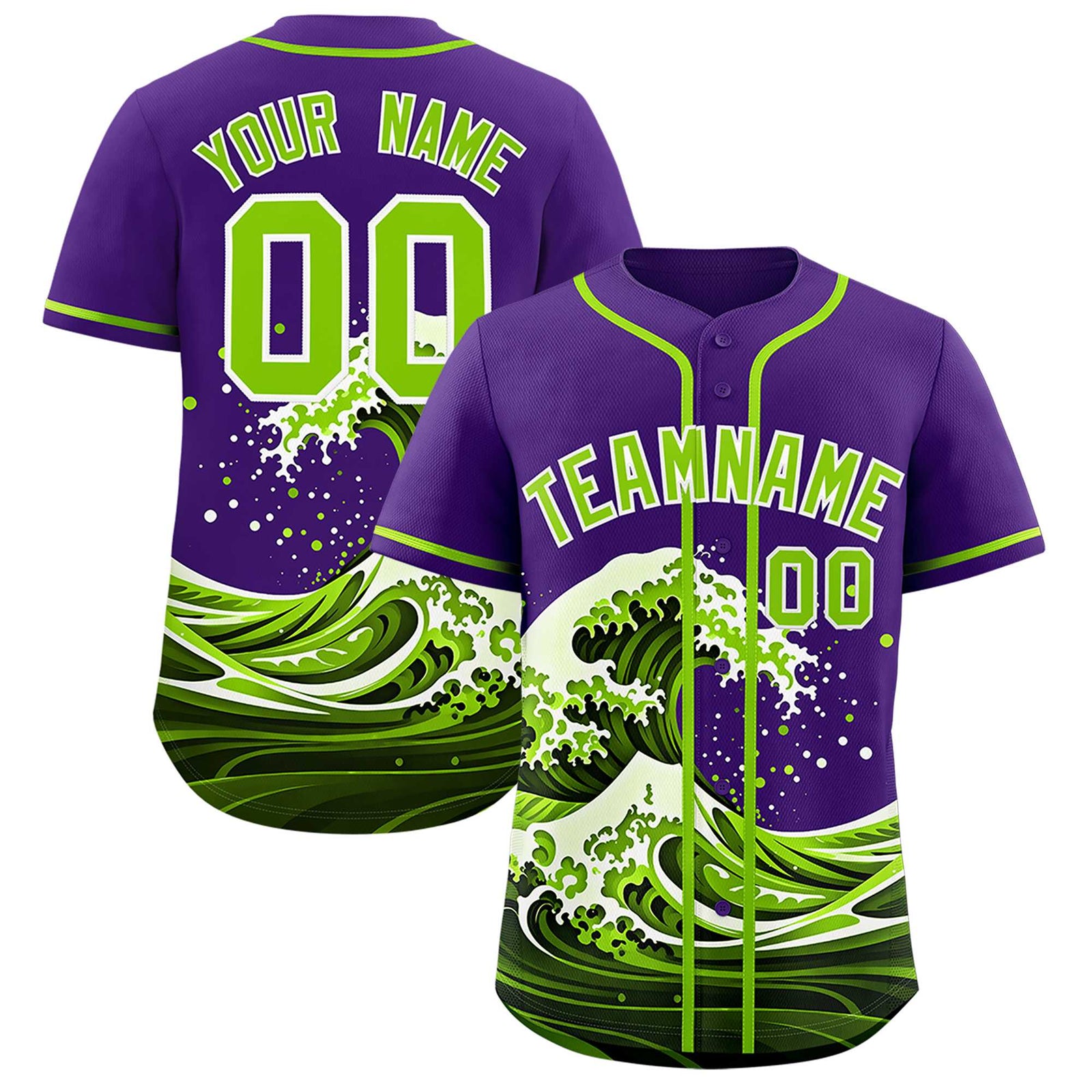 Custom Purple Wave Graffiti Pattern Authentic Baseball Jersey