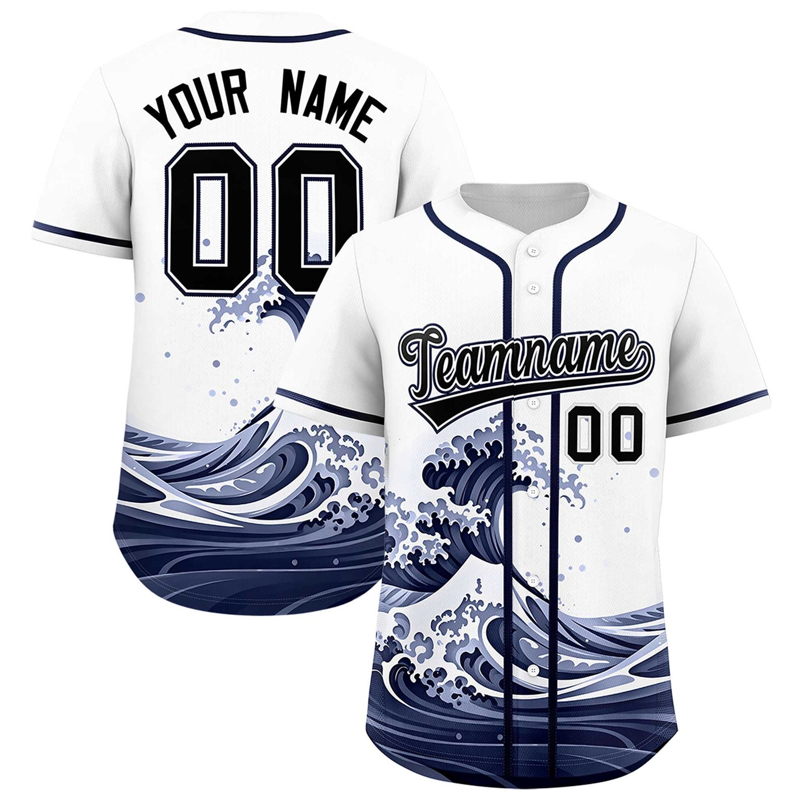 Custom White Wave Graffiti Pattern Authentic Baseball Jersey