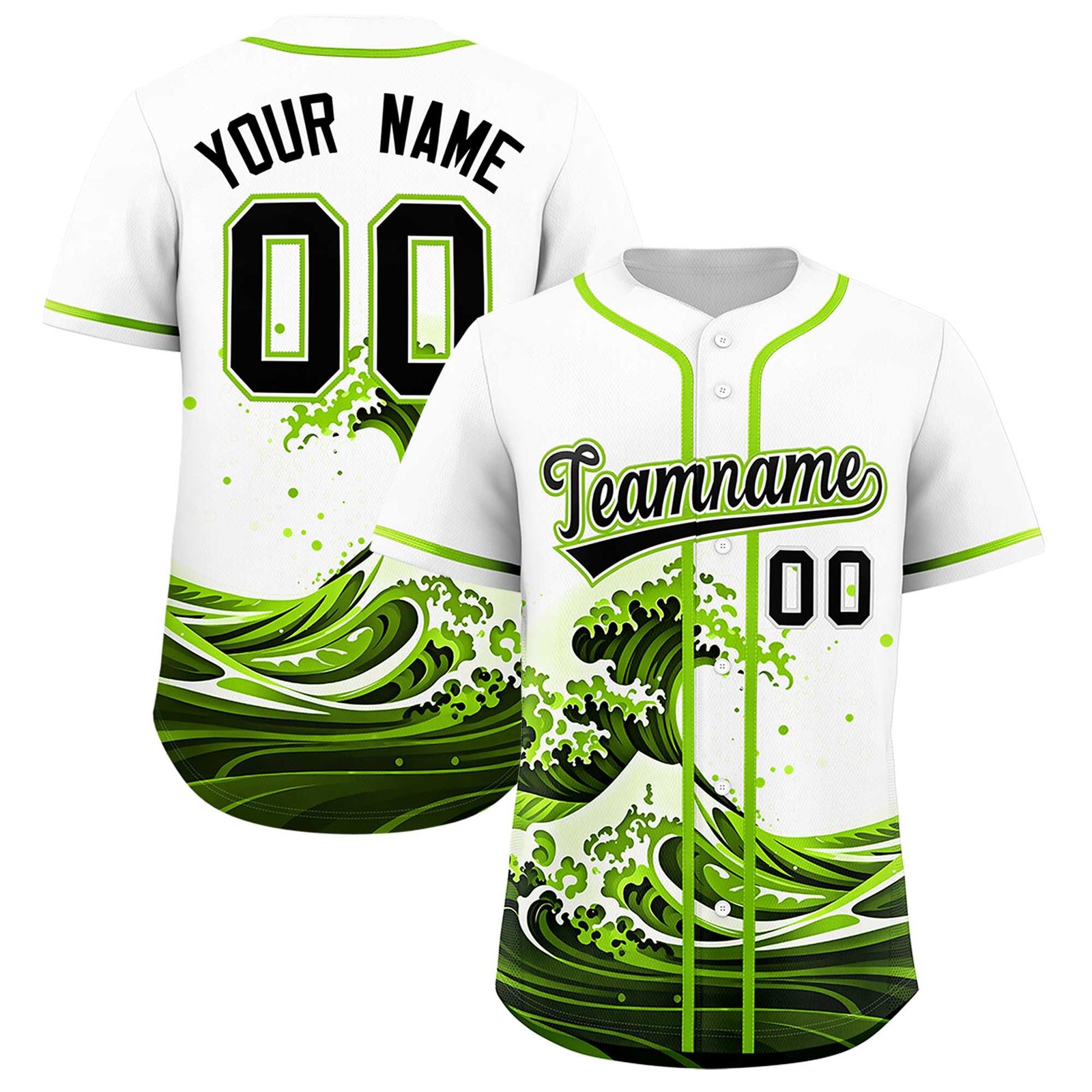 Custom White Wave Graffiti Pattern Authentic Baseball Jersey