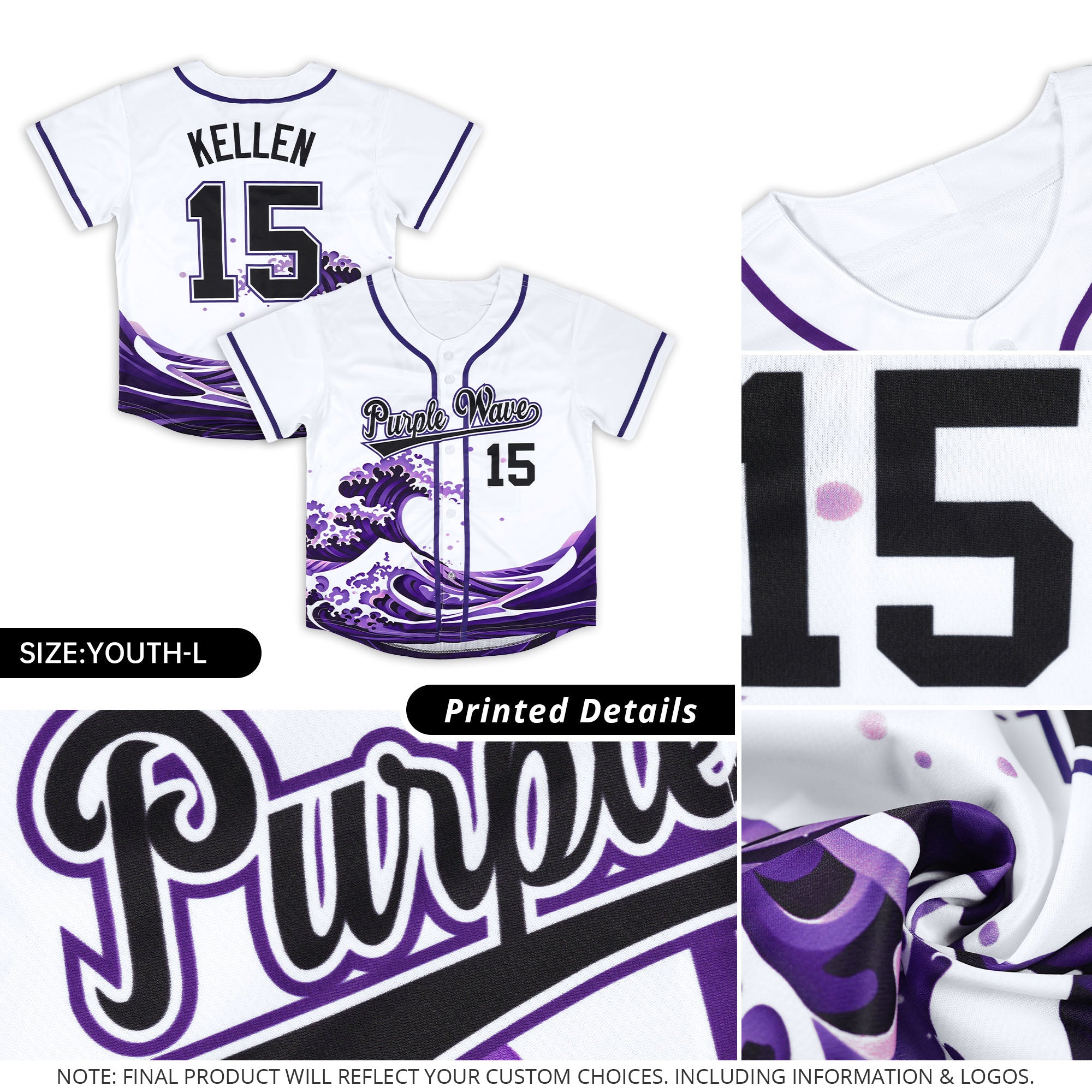 Custom White Wave Graffiti Pattern Authentic Baseball Jersey