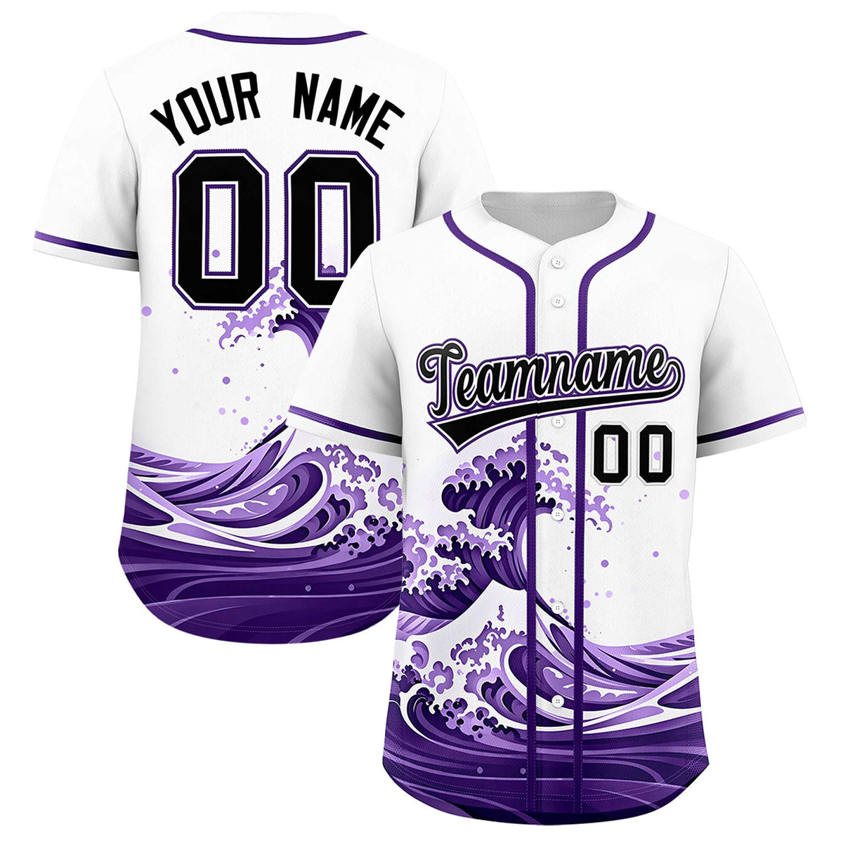 Custom White Wave Graffiti Pattern Authentic Baseball Jersey
