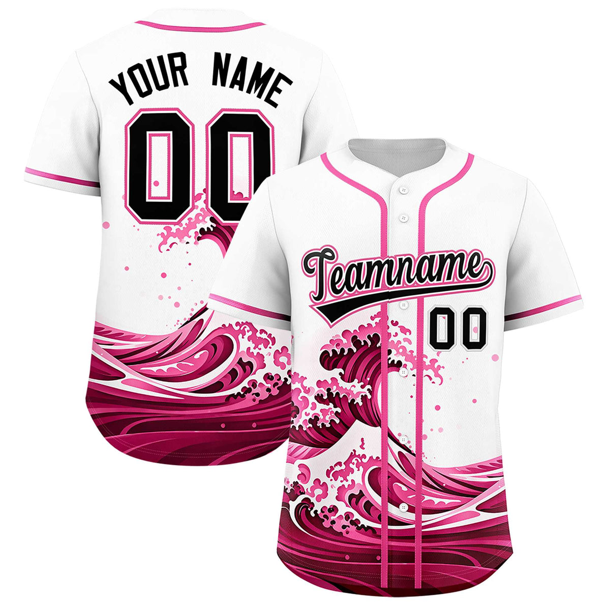 Custom White Wave Graffiti Pattern Authentic Baseball Jersey