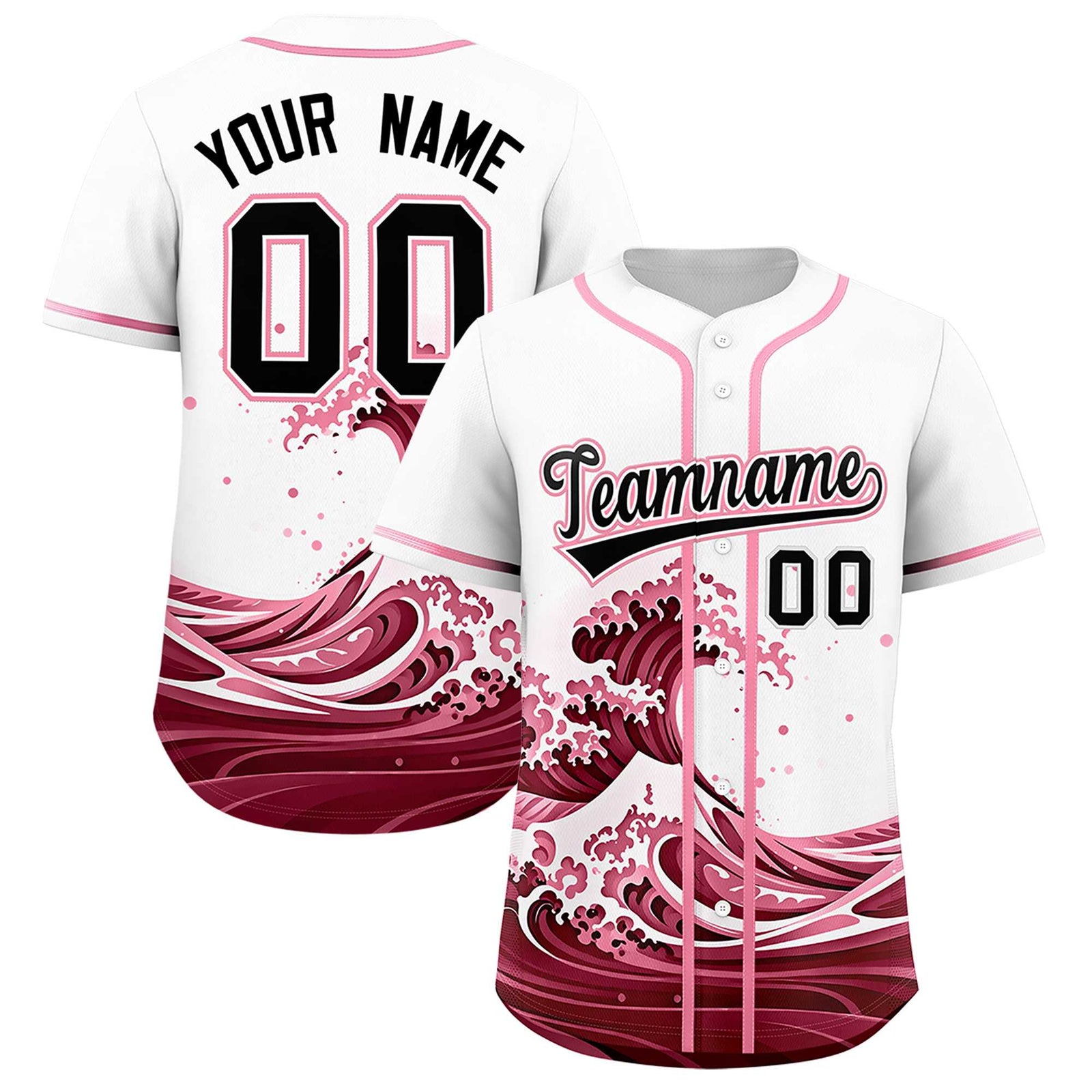 Custom White Wave Graffiti Pattern Authentic Baseball Jersey