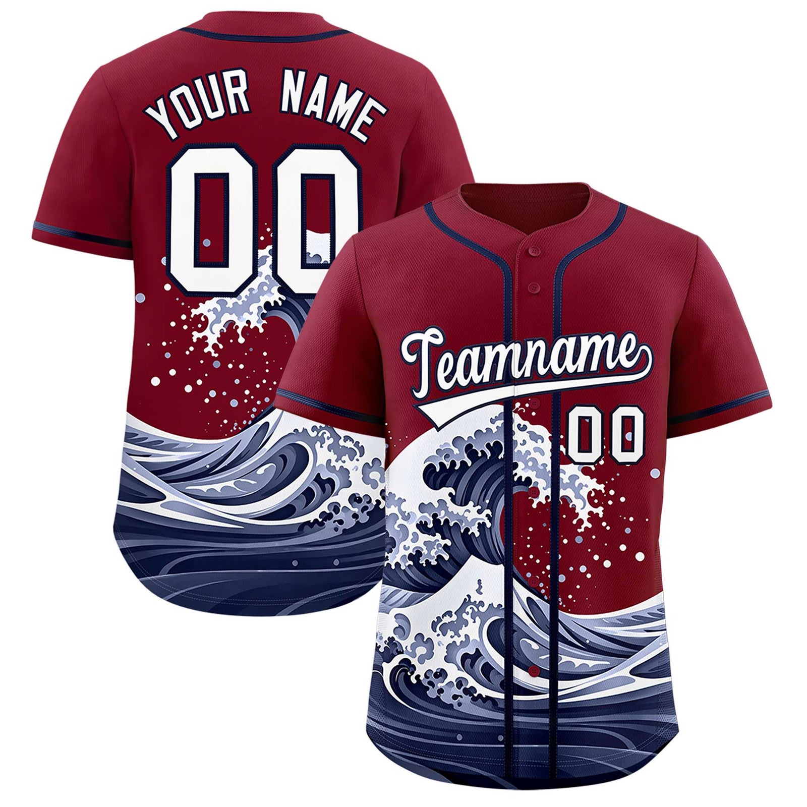Custom Crimson Wave Graffiti Pattern Authentic Baseball Jersey