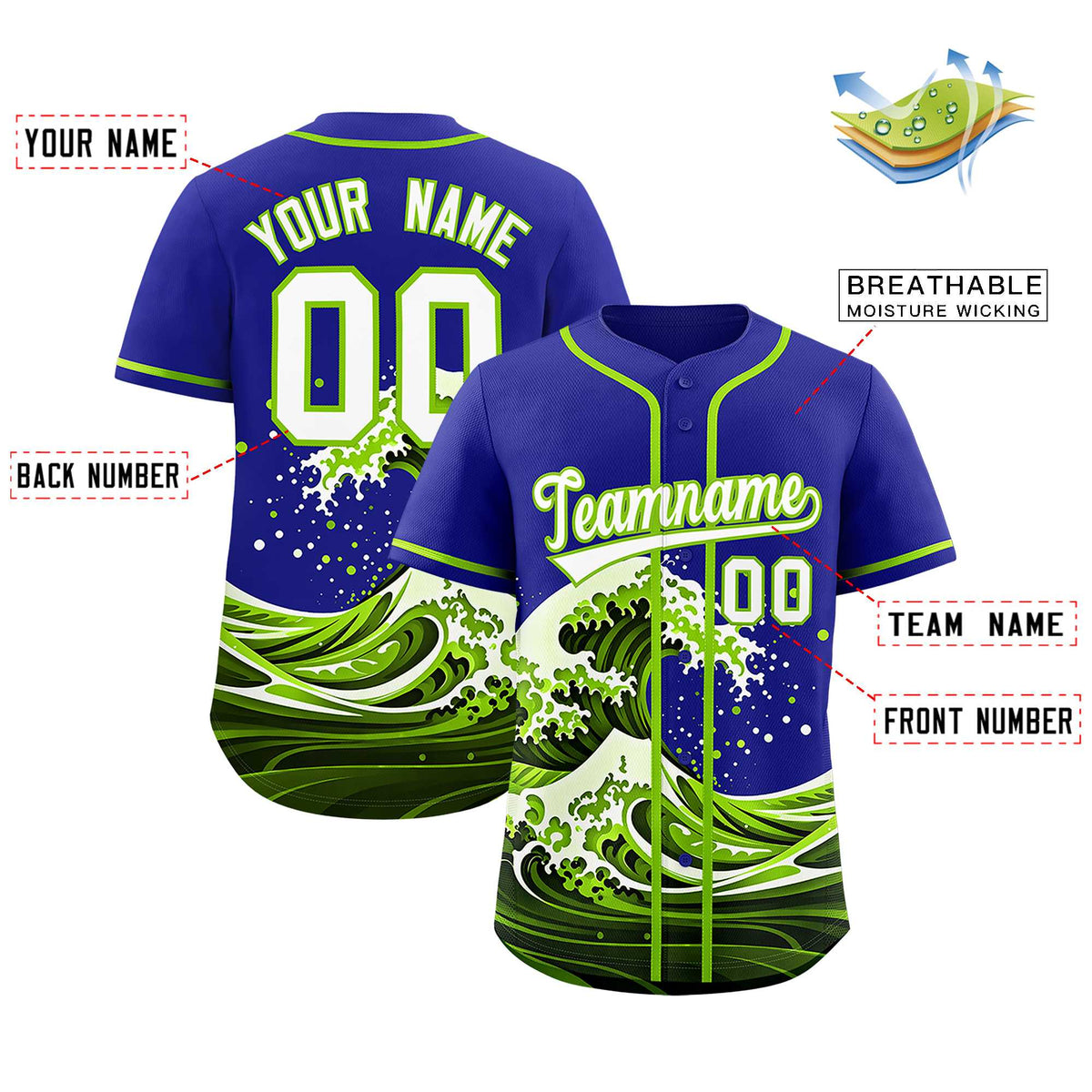 Custom Royal Wave Graffiti Pattern Authentic Baseball Jersey