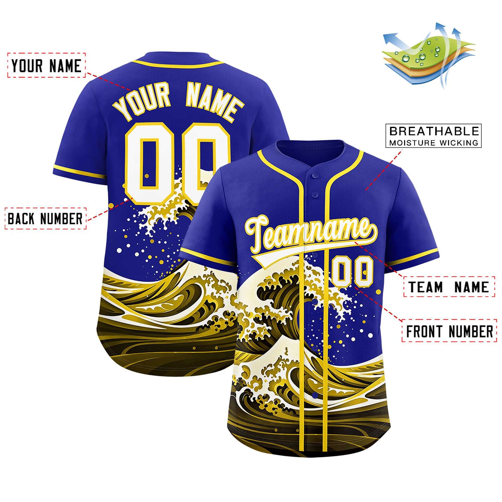 Custom Royal Wave Graffiti Pattern Authentic Baseball Jersey
