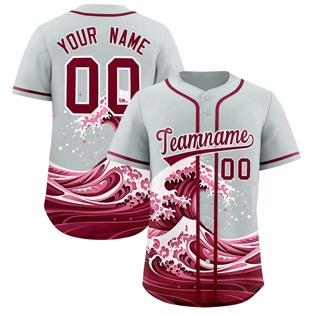 Custom Silver Wave Graffiti Pattern Authentic Baseball Jersey