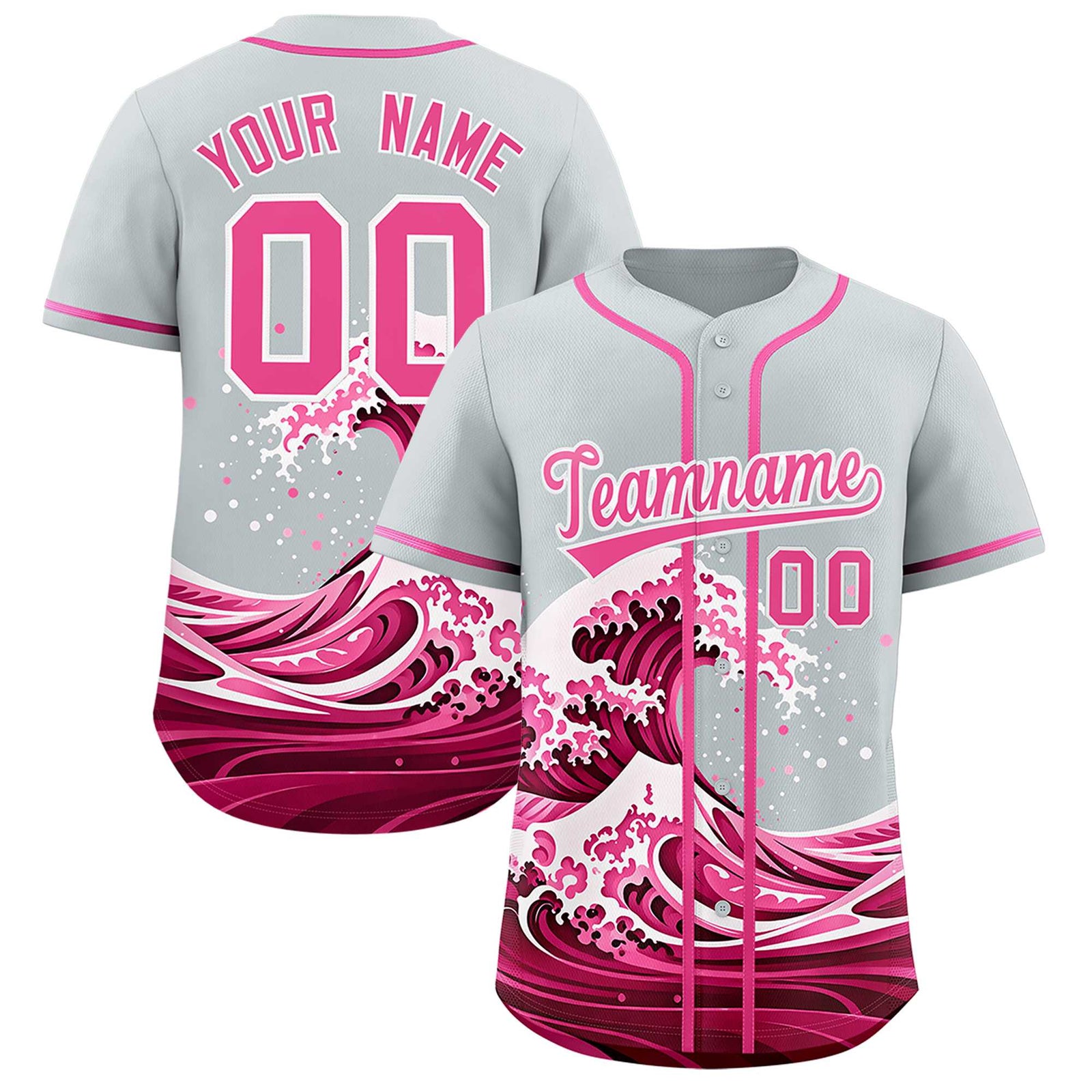 Custom Silver Wave Graffiti Pattern Authentic Baseball Jersey