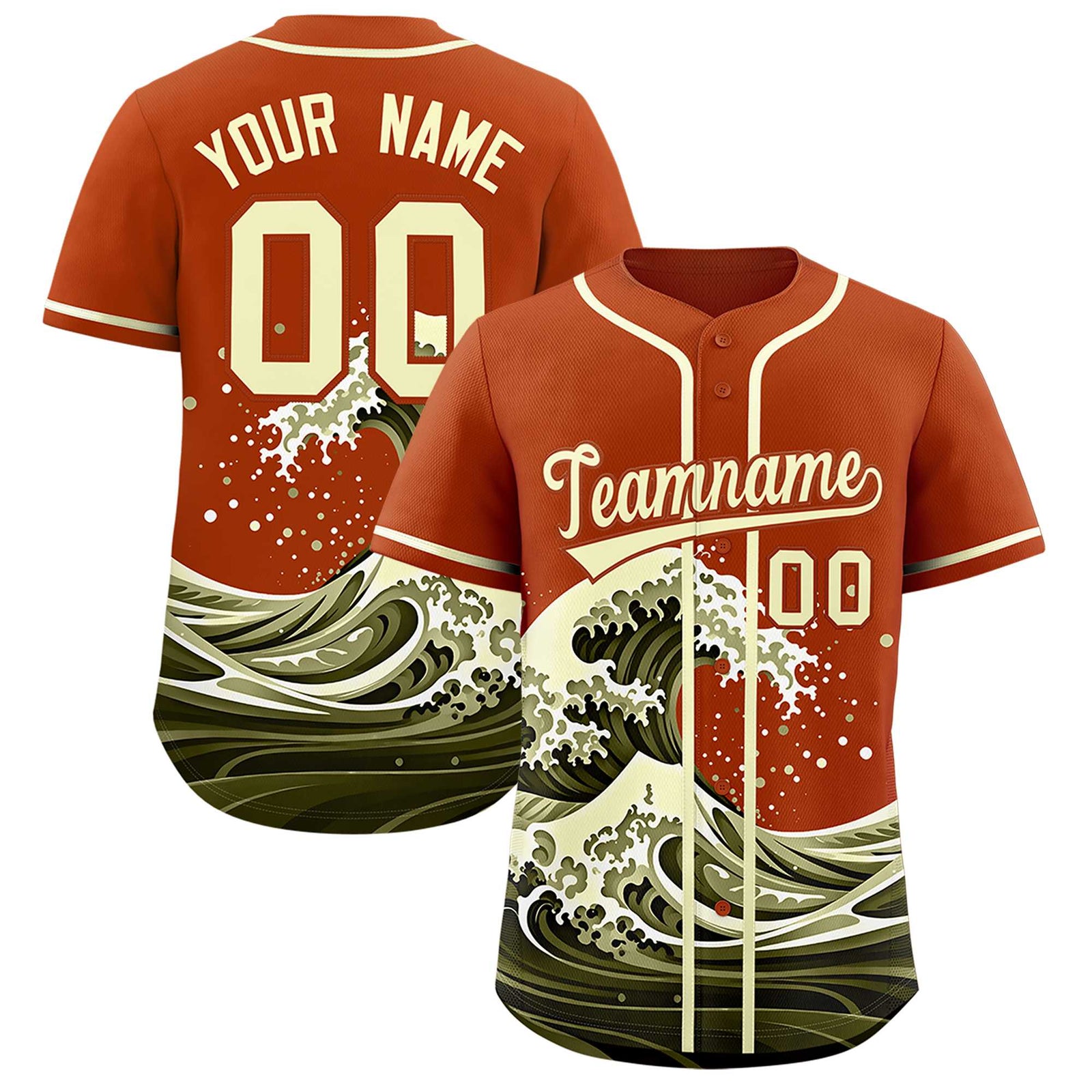 Custom Texas Orange Wave Graffiti Pattern Authentic Baseball Jersey