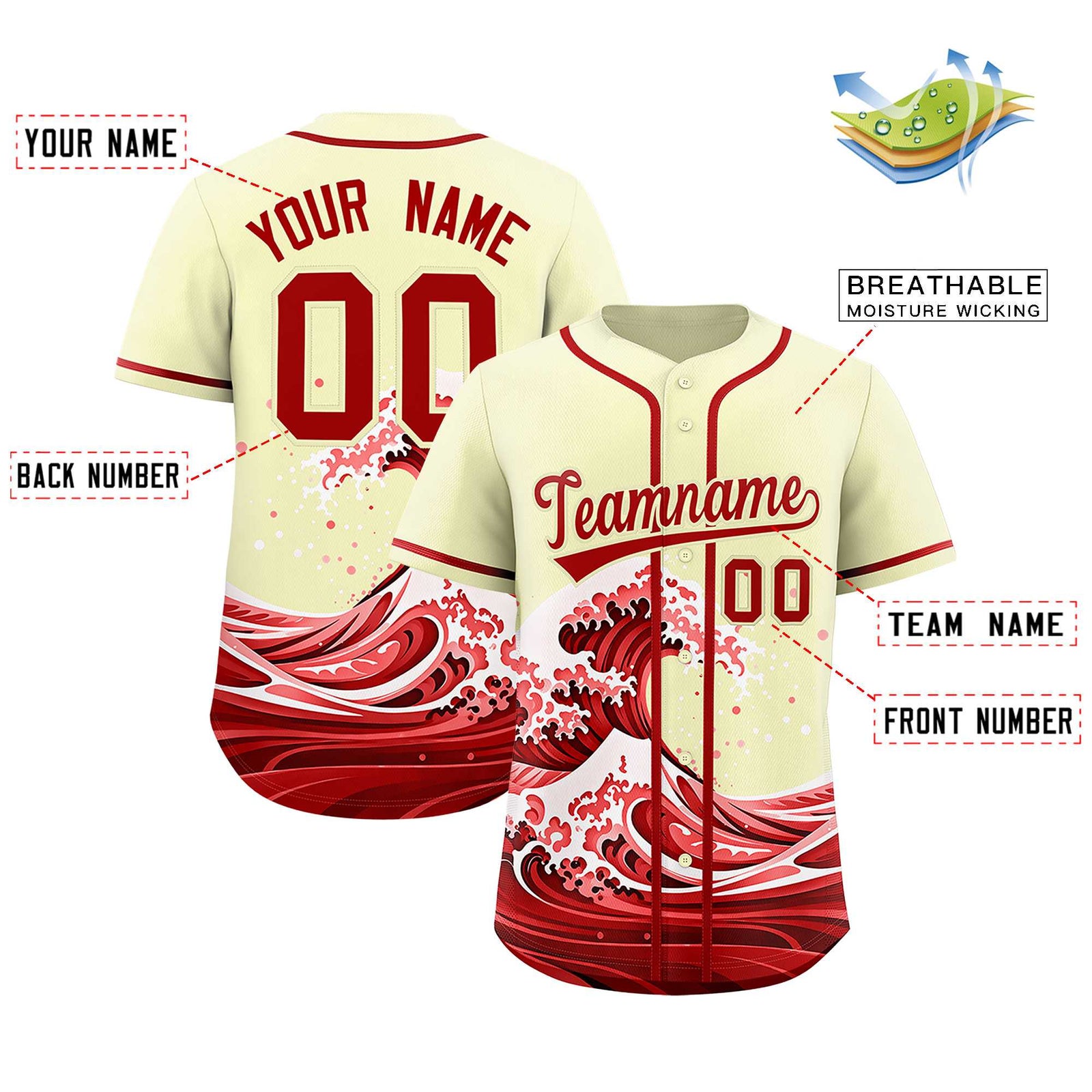 Custom Cream Wave Graffiti Pattern Authentic Baseball Jersey