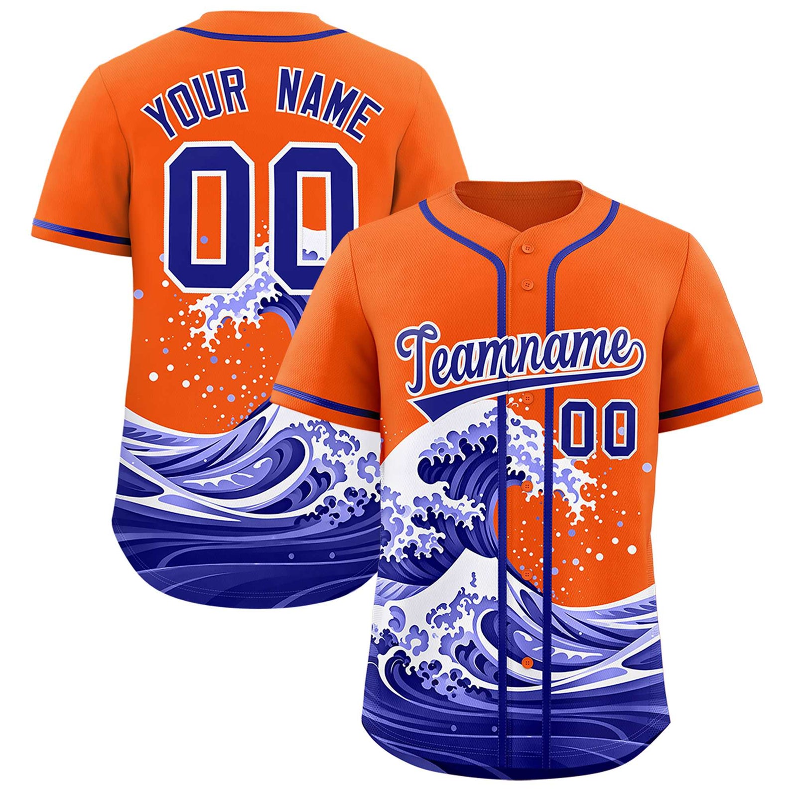 Custom Orange Wave Graffiti Pattern Authentic Baseball Jersey