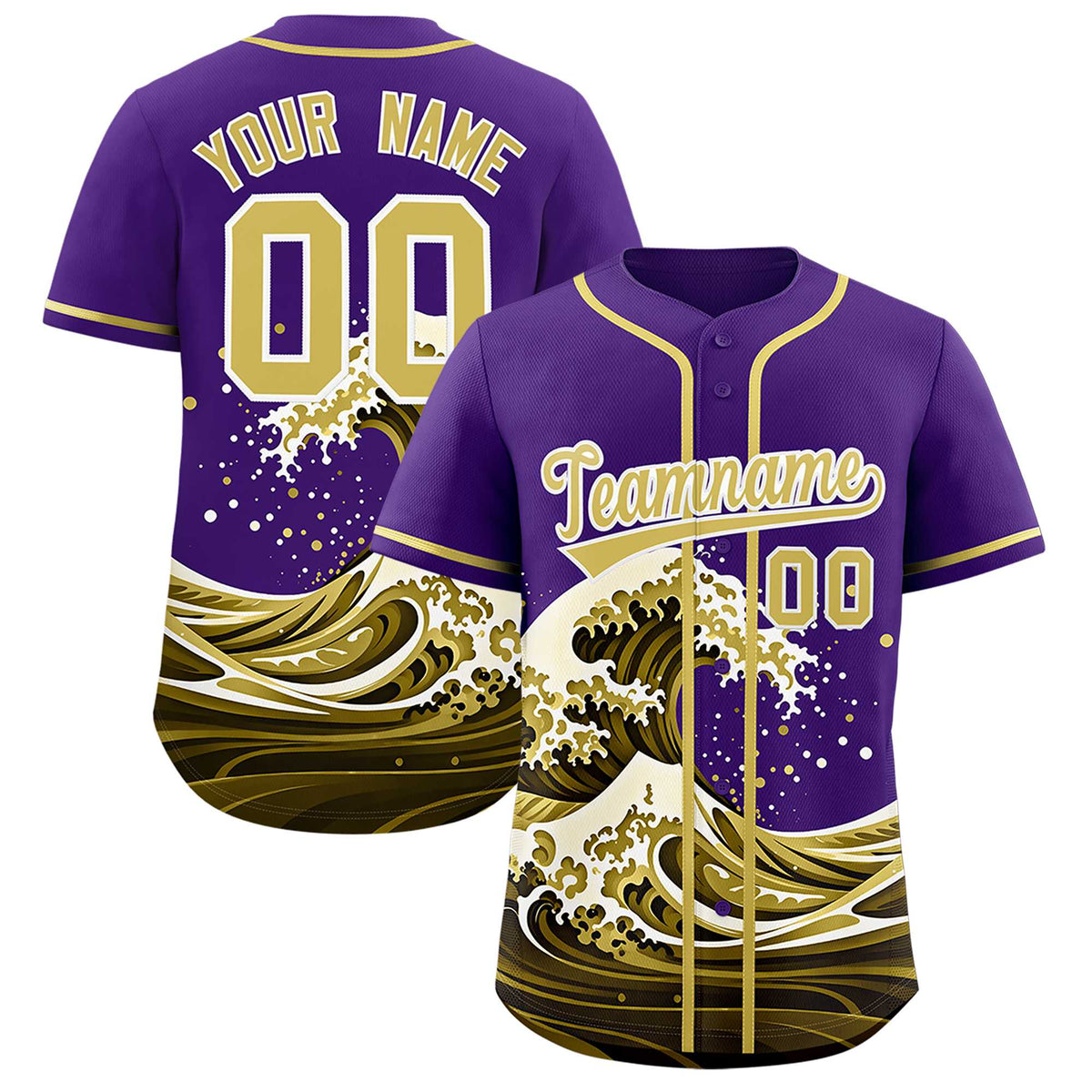 Custom Purple Wave Graffiti Pattern Authentic Baseball Jersey