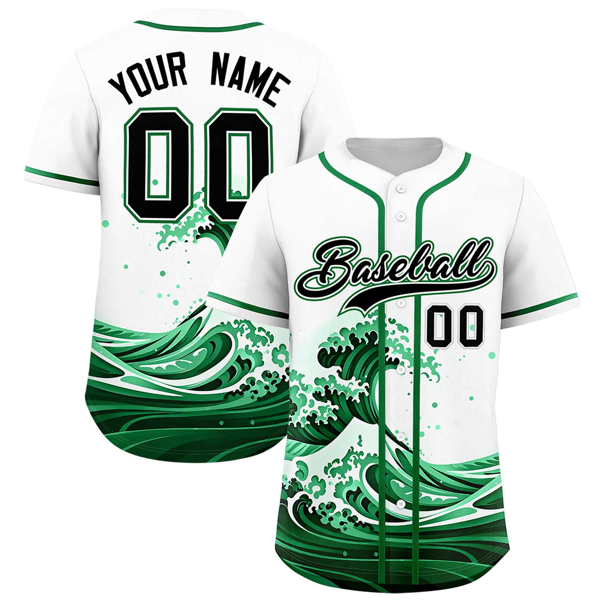 Custom White Wave Graffiti Pattern Authentic Baseball Jersey