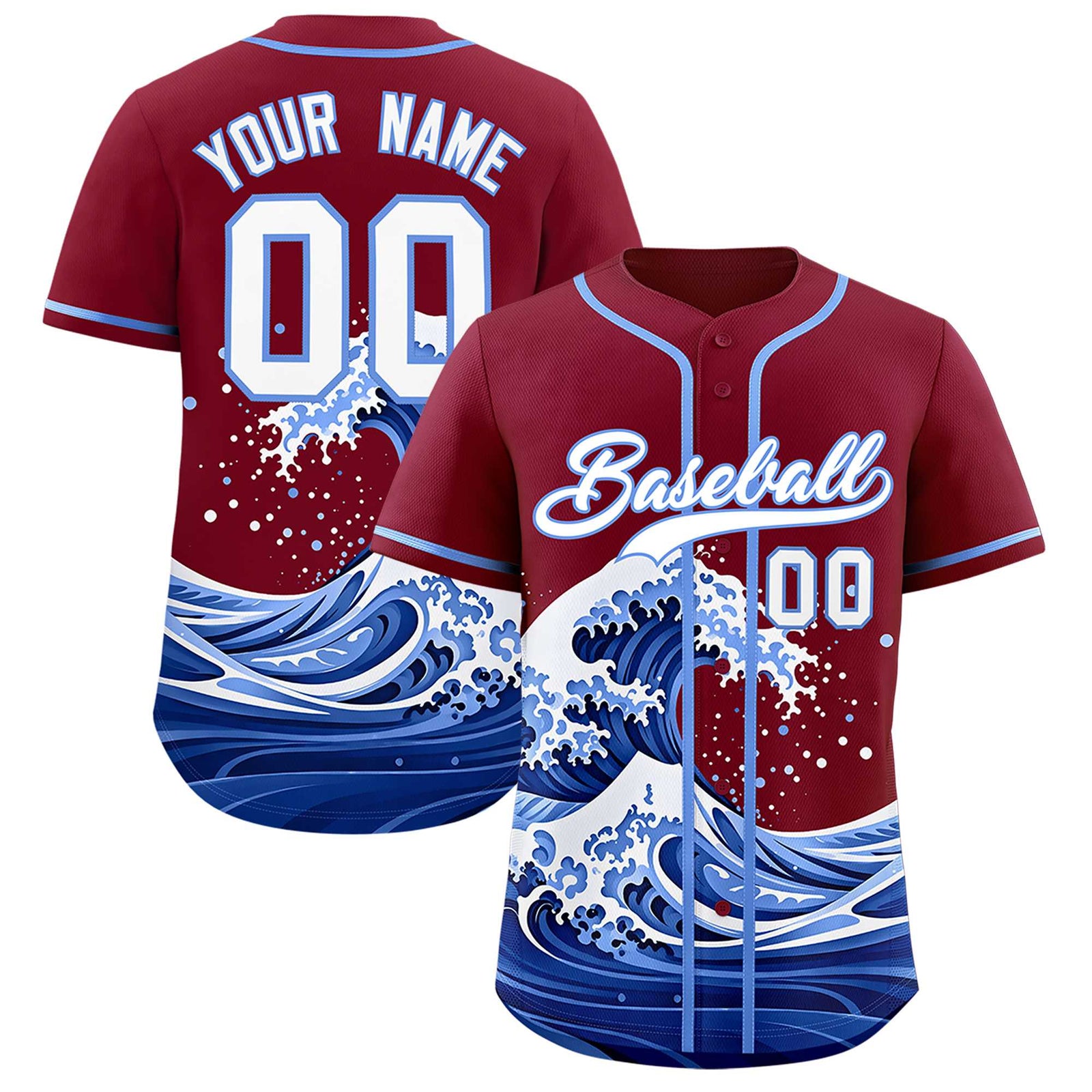 Custom Crimson Wave Graffiti Pattern Authentic Baseball Jersey