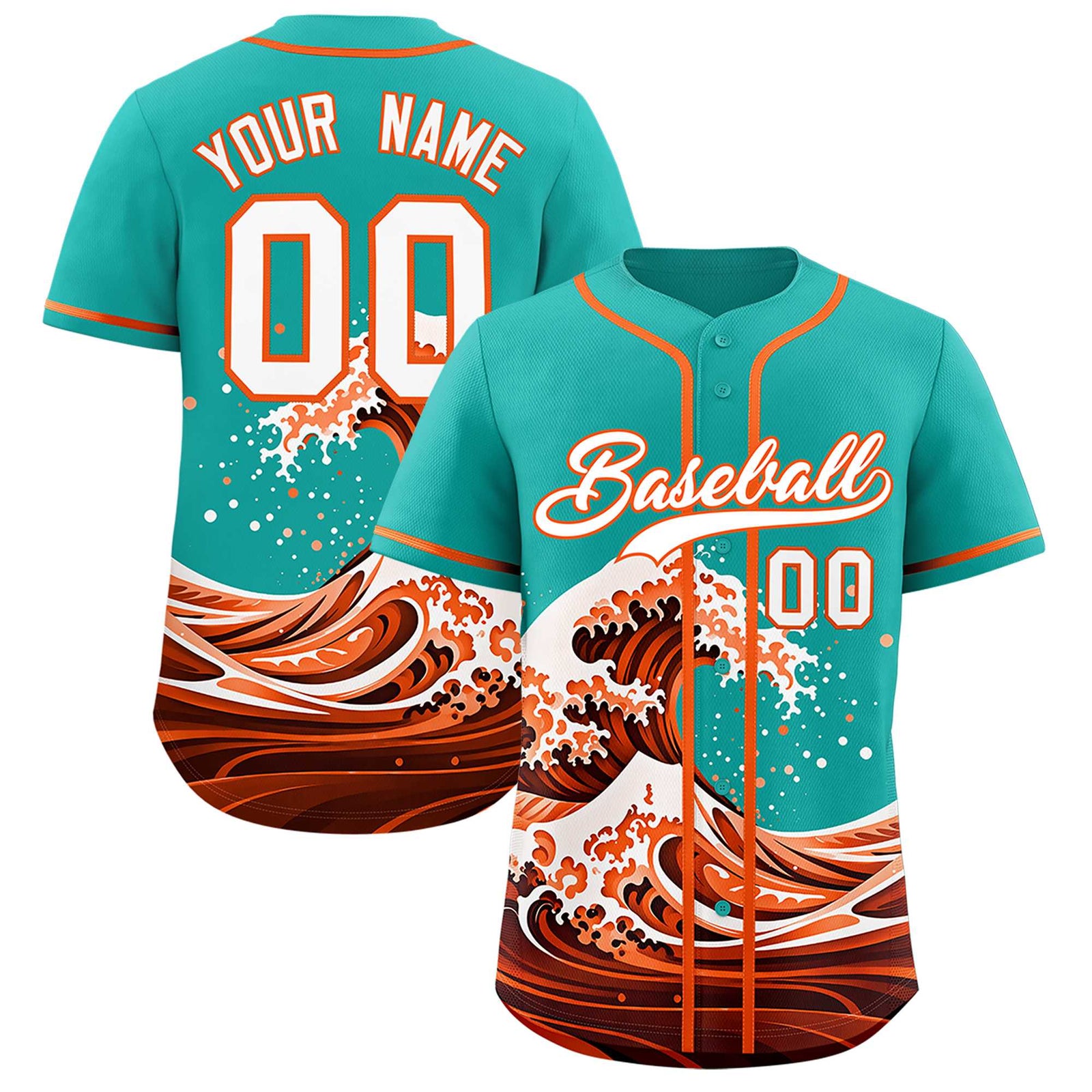 Custom Aqua Wave Graffiti Pattern Authentic Baseball Jersey