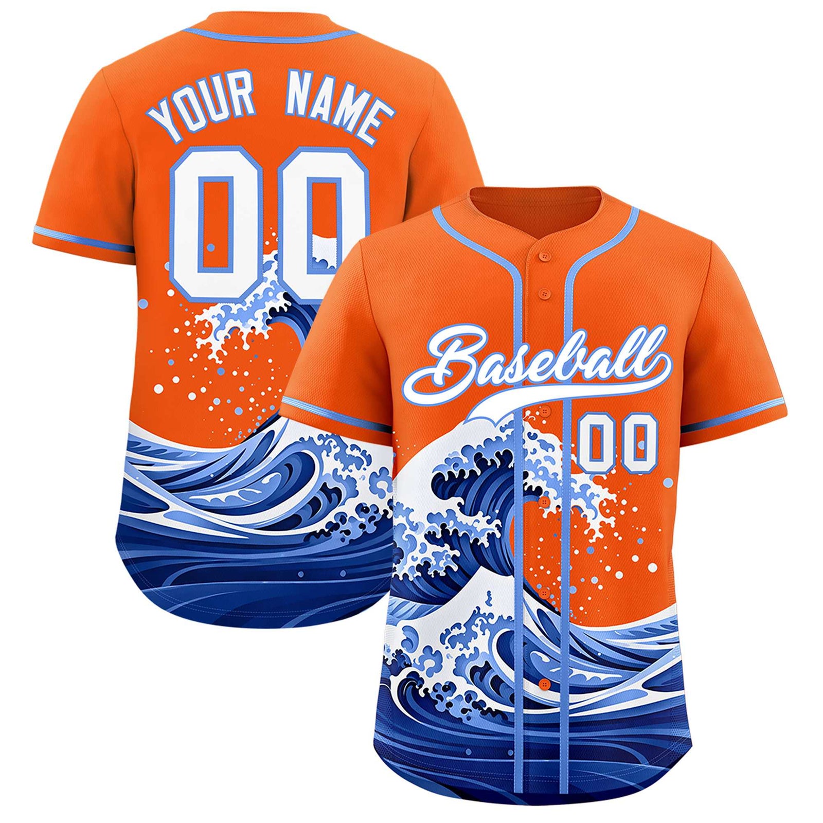 Custom Orange Wave Graffiti Pattern Authentic Baseball Jersey