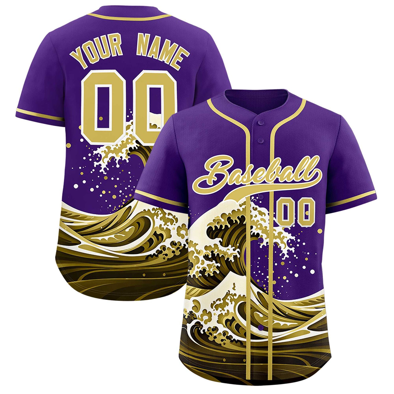 Custom Purple Wave Graffiti Pattern Authentic Baseball Jersey