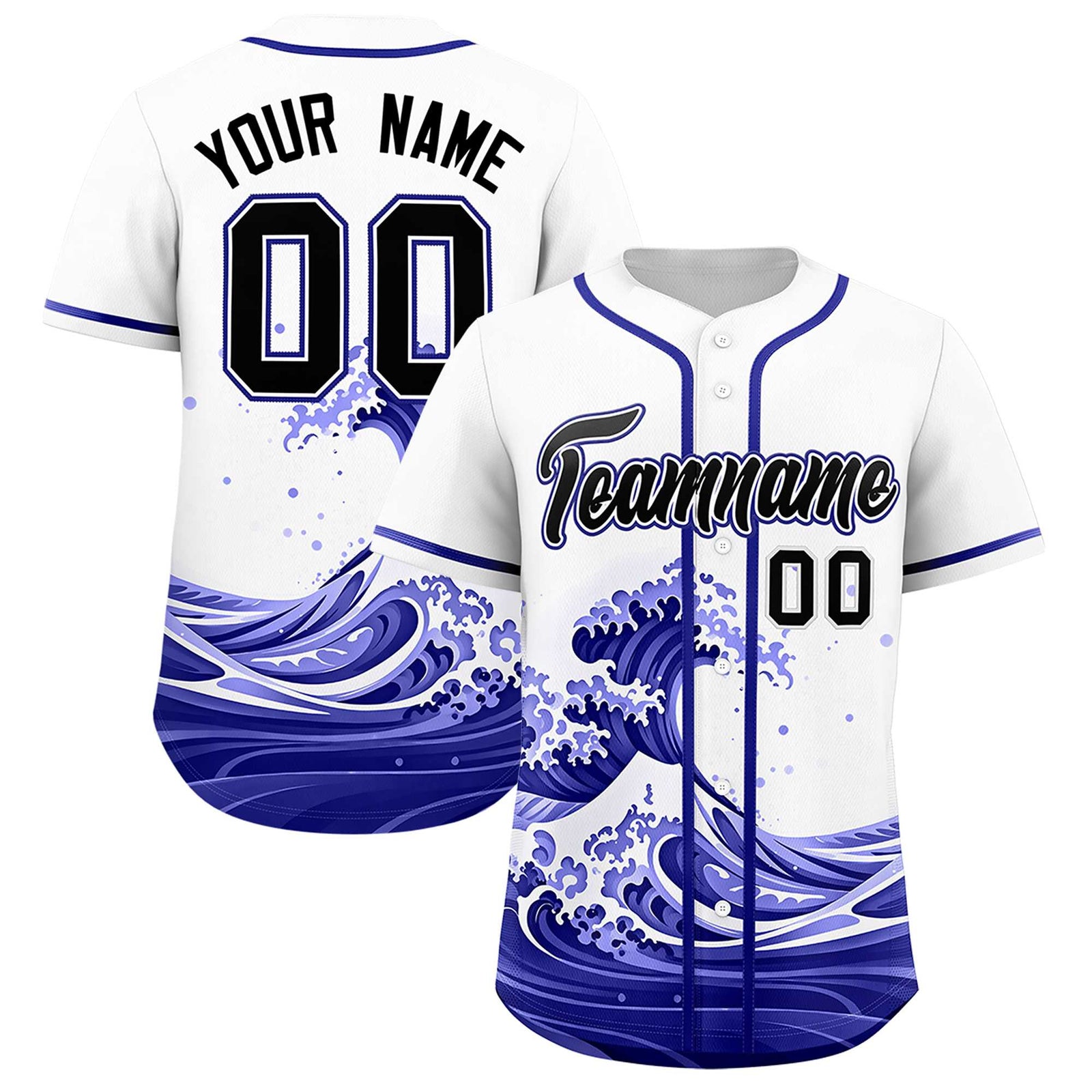 Custom White Wave Graffiti Pattern Authentic Baseball Jersey