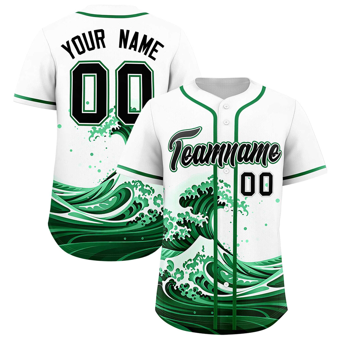 Custom White Wave Graffiti Pattern Authentic Baseball Jersey