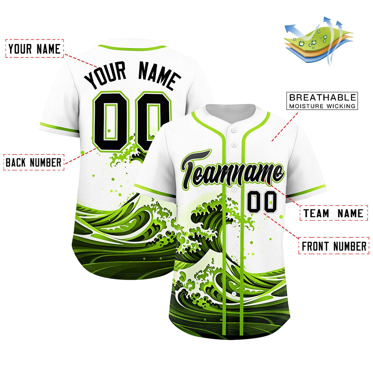 Custom White Wave Graffiti Pattern Authentic Baseball Jersey