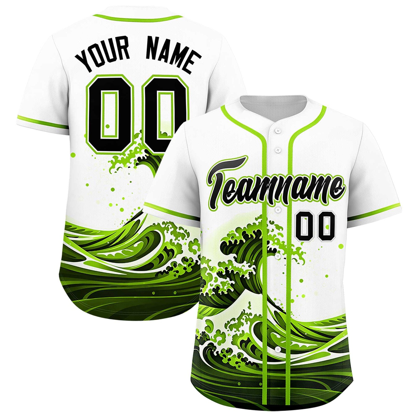 Custom White Wave Graffiti Pattern Authentic Baseball Jersey