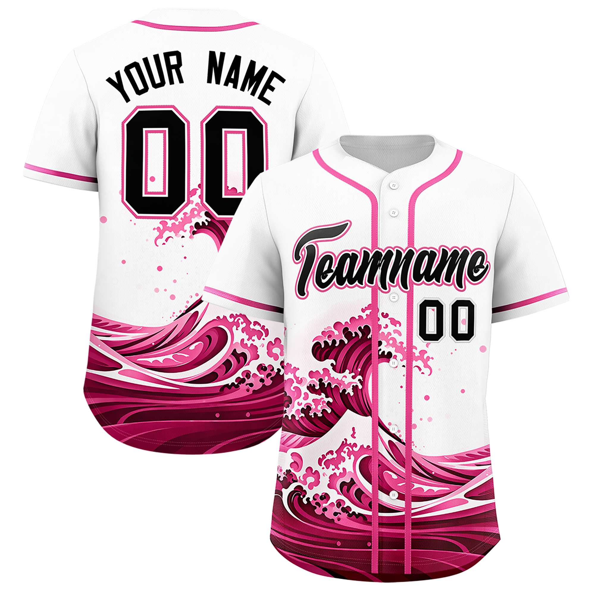 Custom White Wave Graffiti Pattern Authentic Baseball Jersey