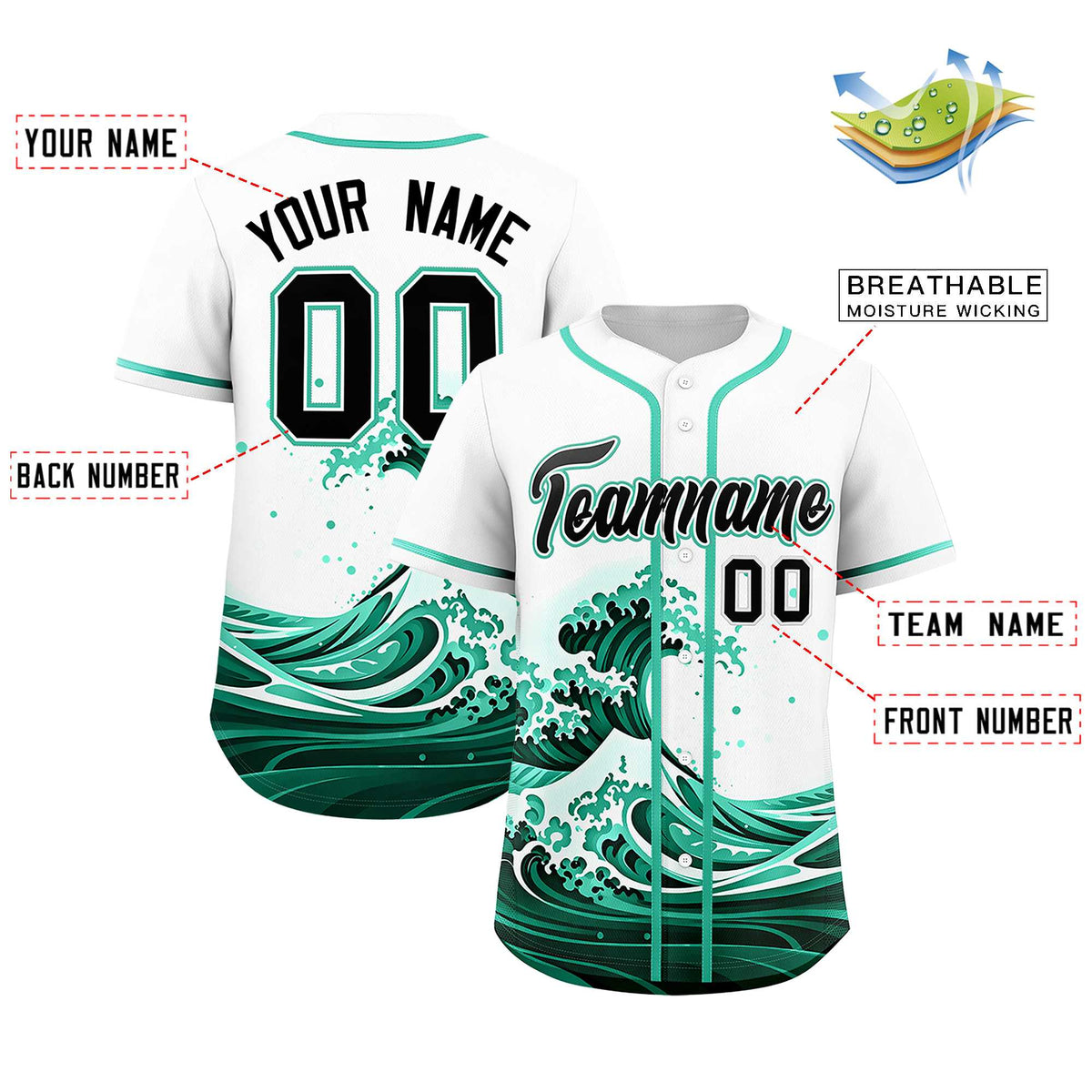 Custom White Wave Graffiti Pattern Authentic Baseball Jersey