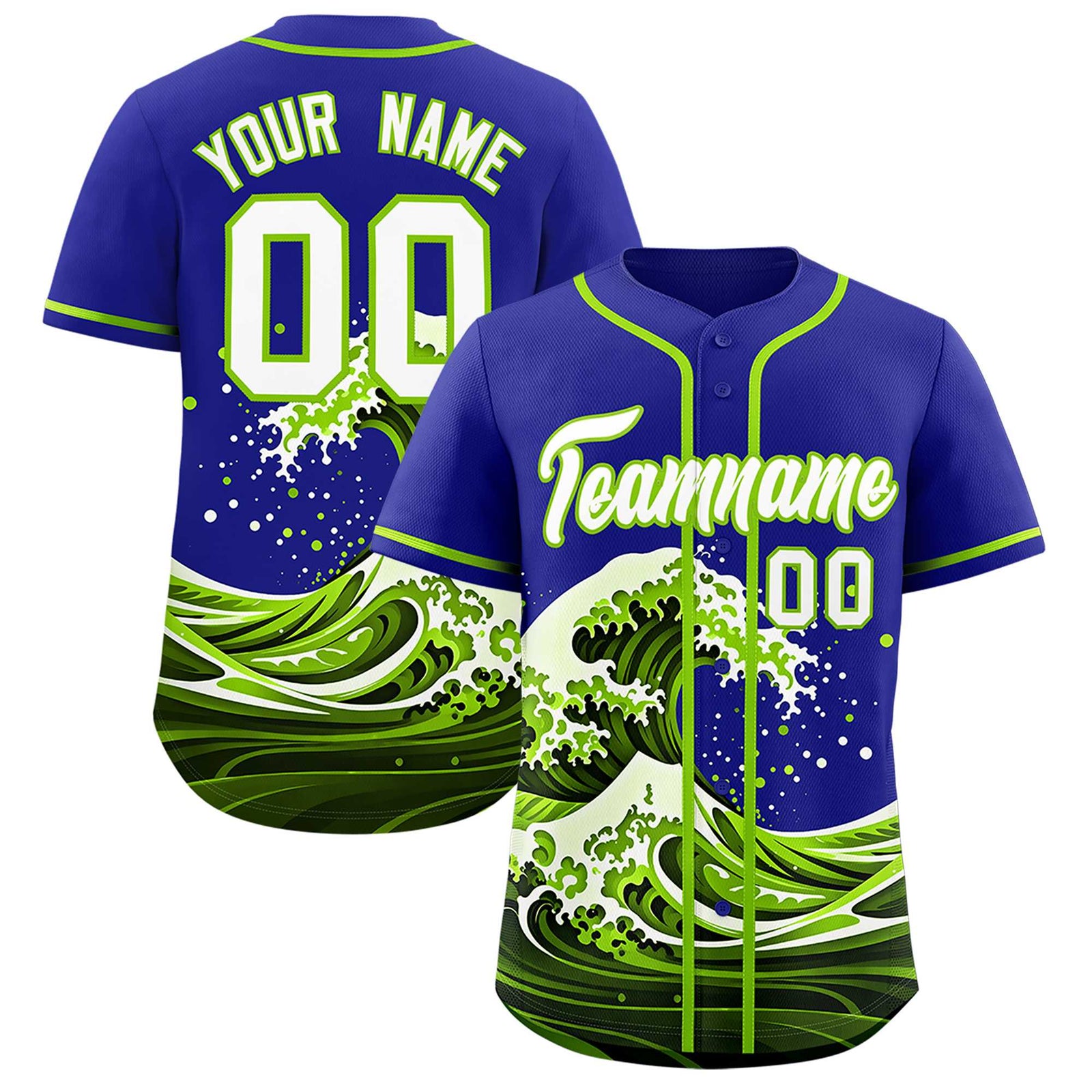 Custom Royal Wave Graffiti Pattern Authentic Baseball Jersey