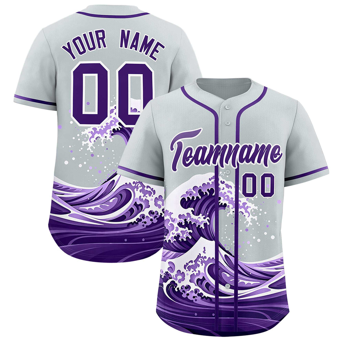 Custom Silver Wave Graffiti Pattern Authentic Baseball Jersey