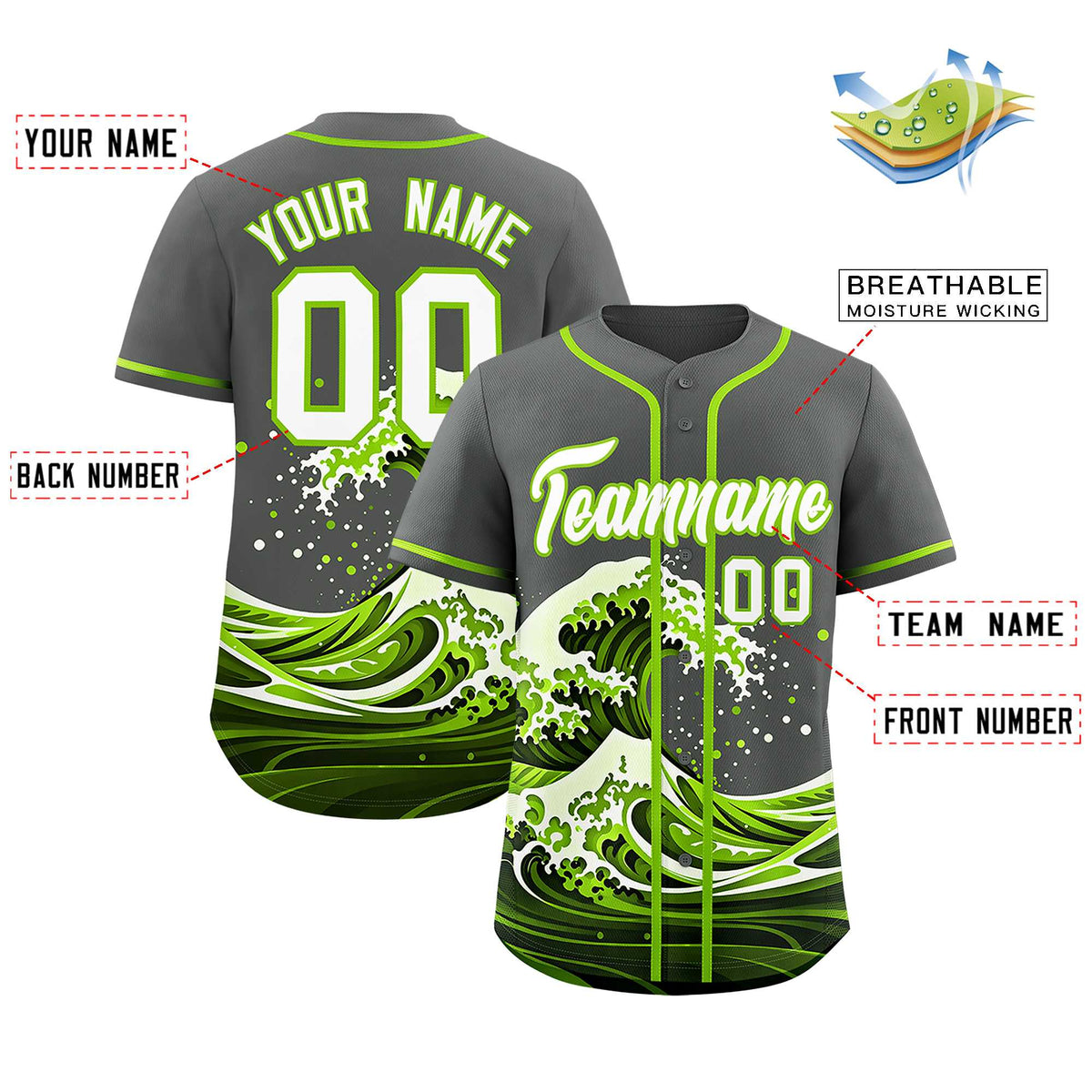 Custom Gray Wave Graffiti Pattern Authentic Baseball Jersey