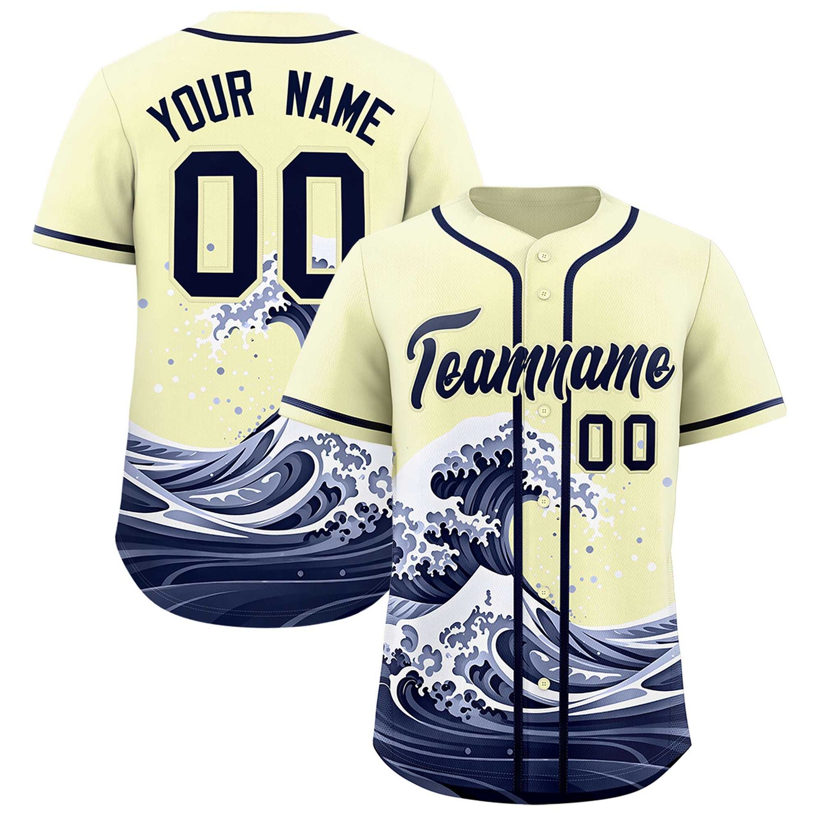 Custom Cream Wave Graffiti Pattern Authentic Baseball Jersey