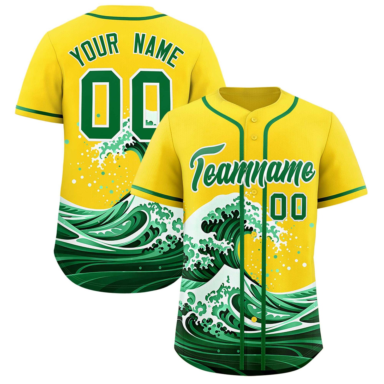 Custom Gold Wave Graffiti Pattern Authentic Baseball Jersey