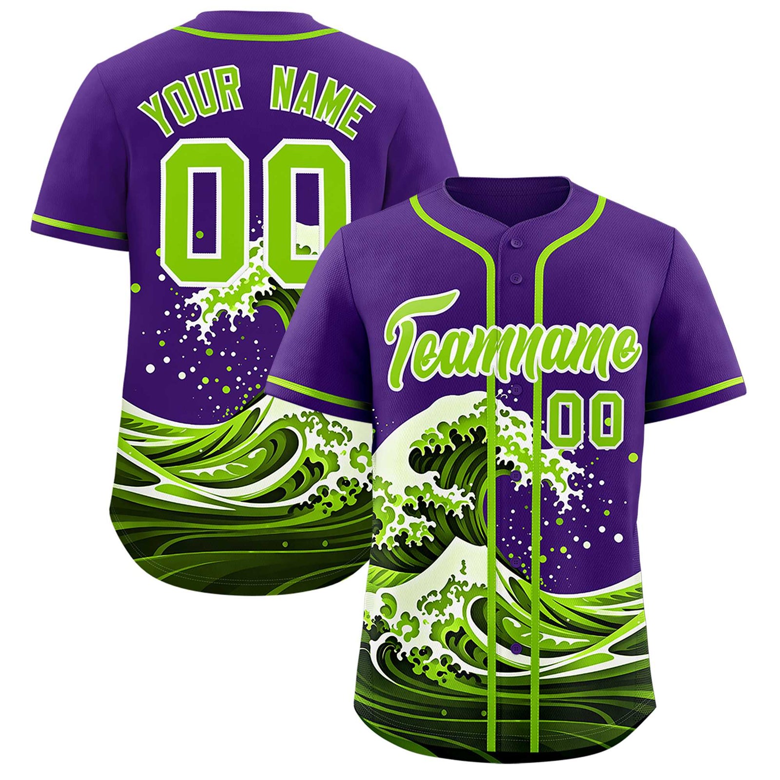Custom Purple Wave Graffiti Pattern Authentic Baseball Jersey
