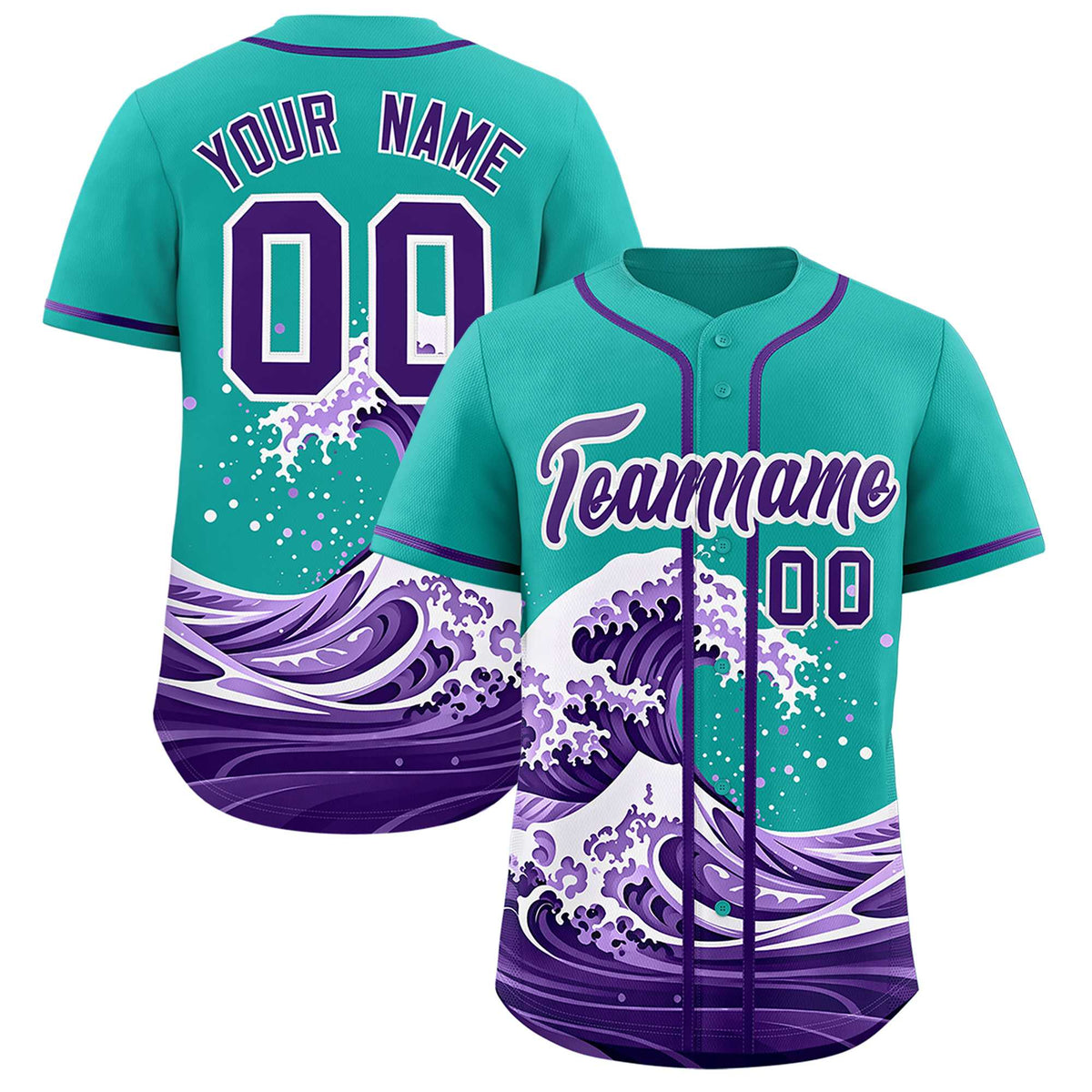 Custom Aqua Wave Graffiti Pattern Authentic Baseball Jersey