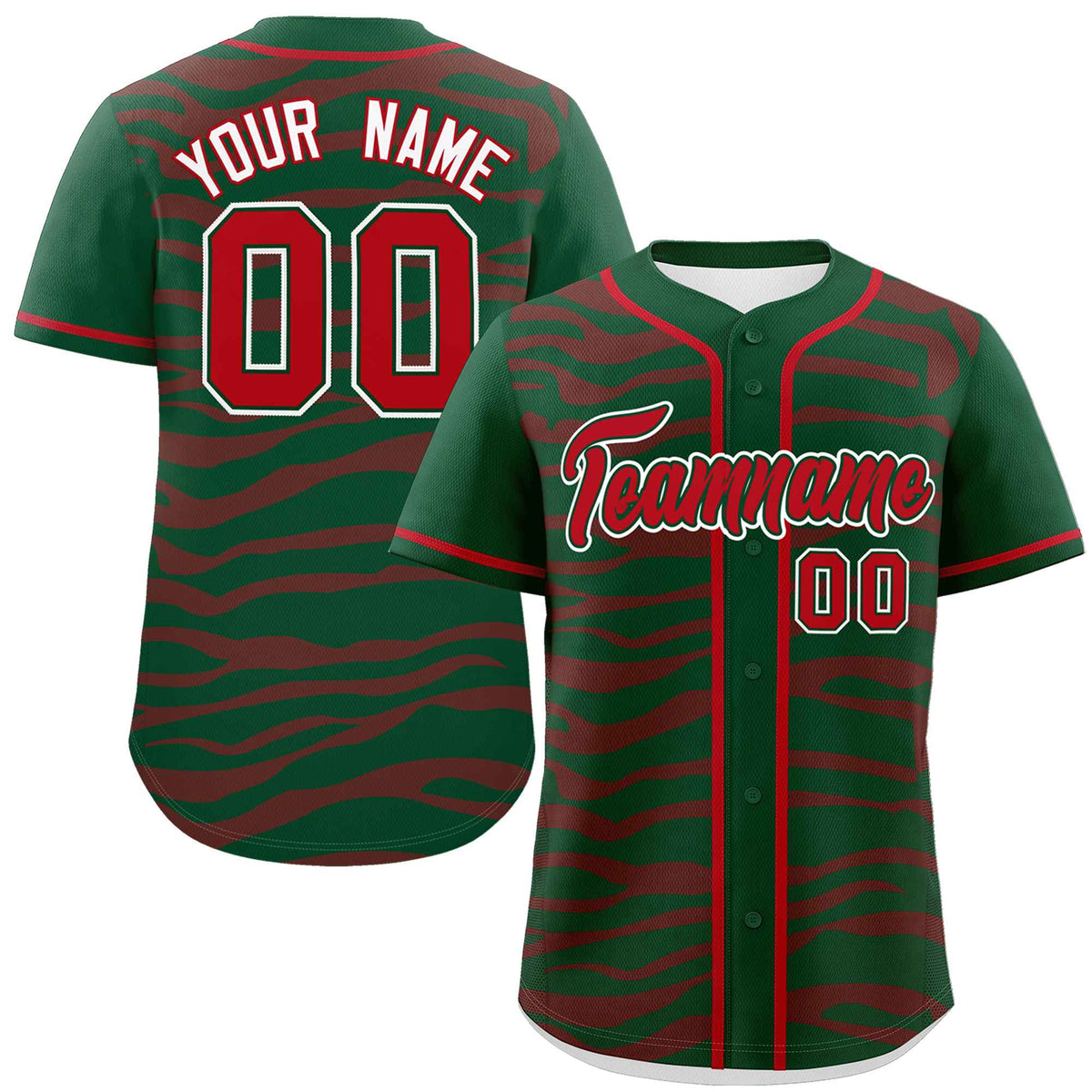 Custom Green Red Zebra Stripes Graffiti Pattern Authentic Baseball Jersey